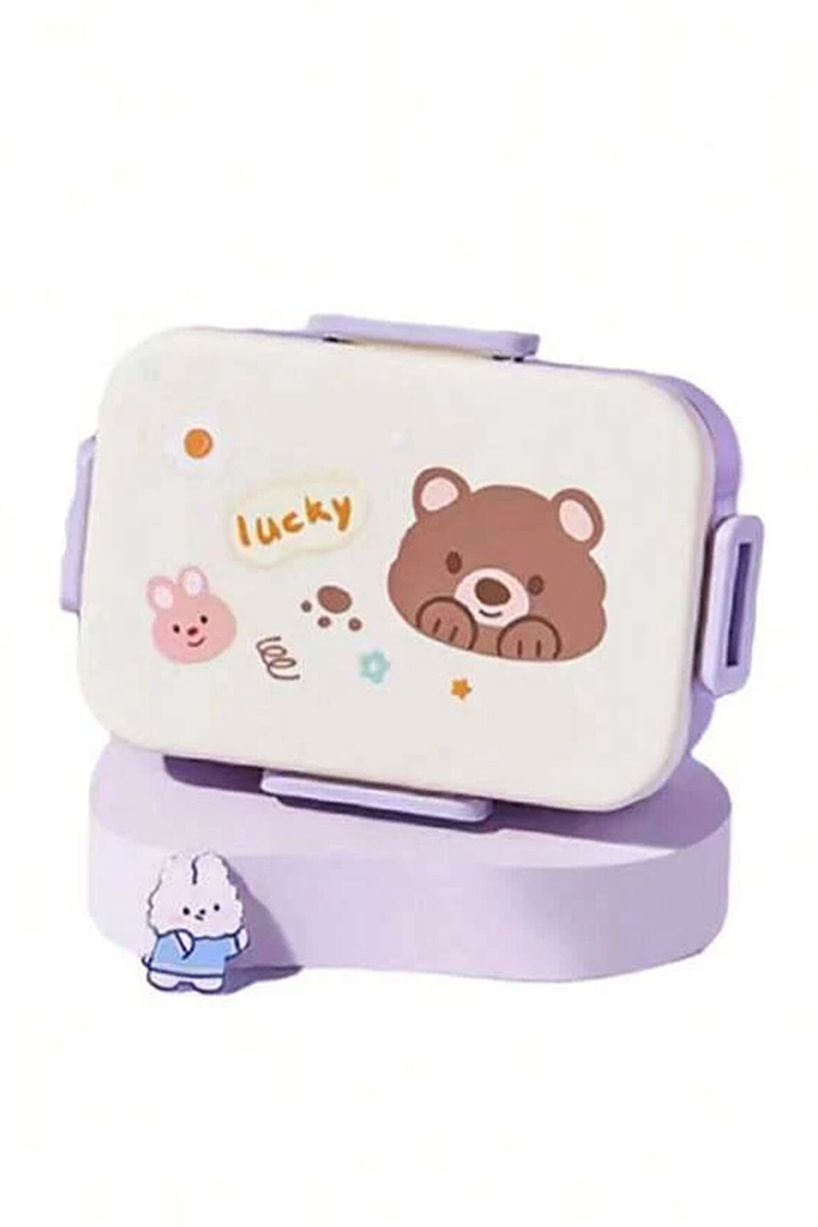 Ecrou Lucky Bear Kare Saklama Kabı Krem