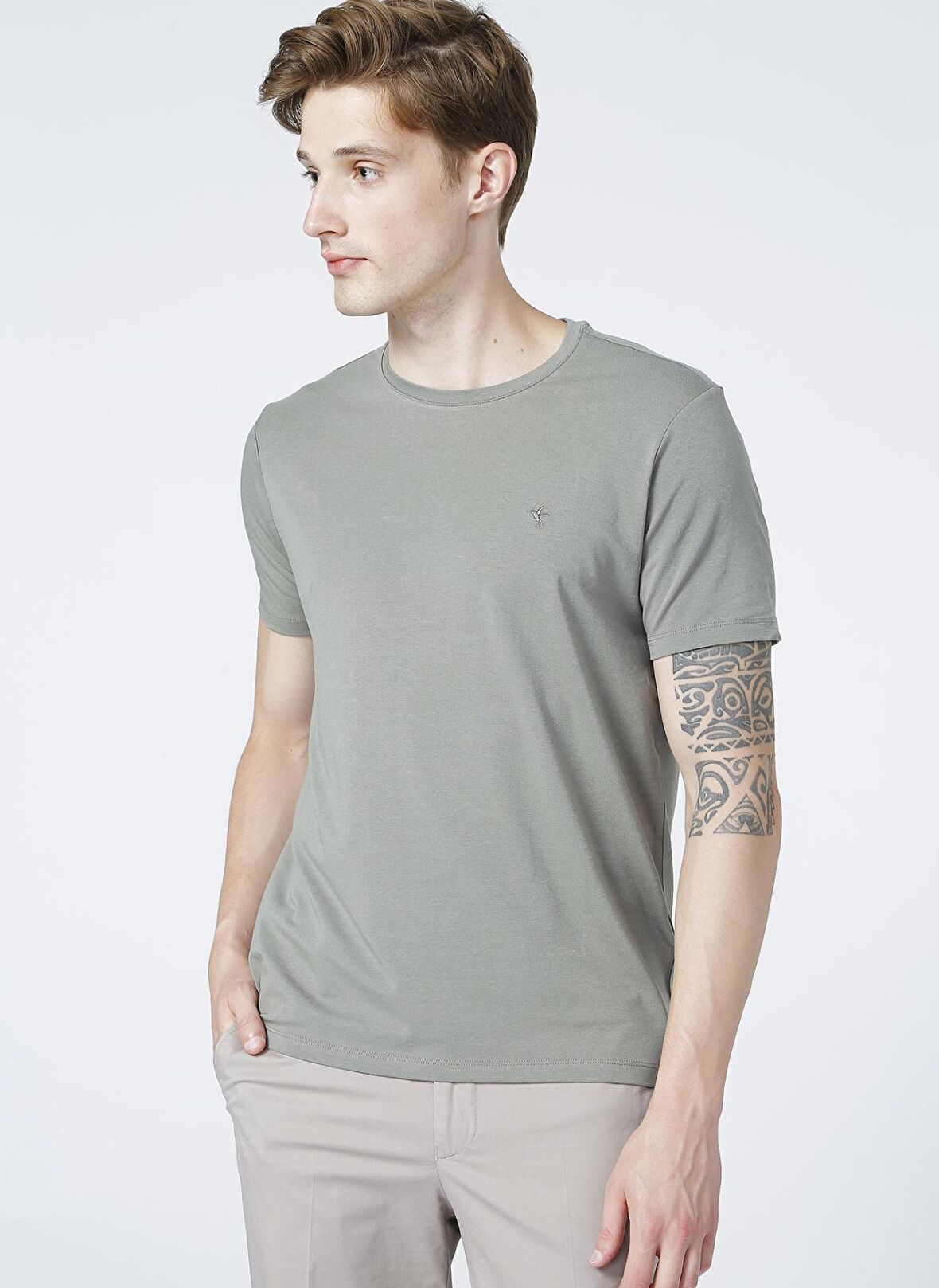 Fabrika Haki Erkek Basic Modal T-Shirt ROMEOY