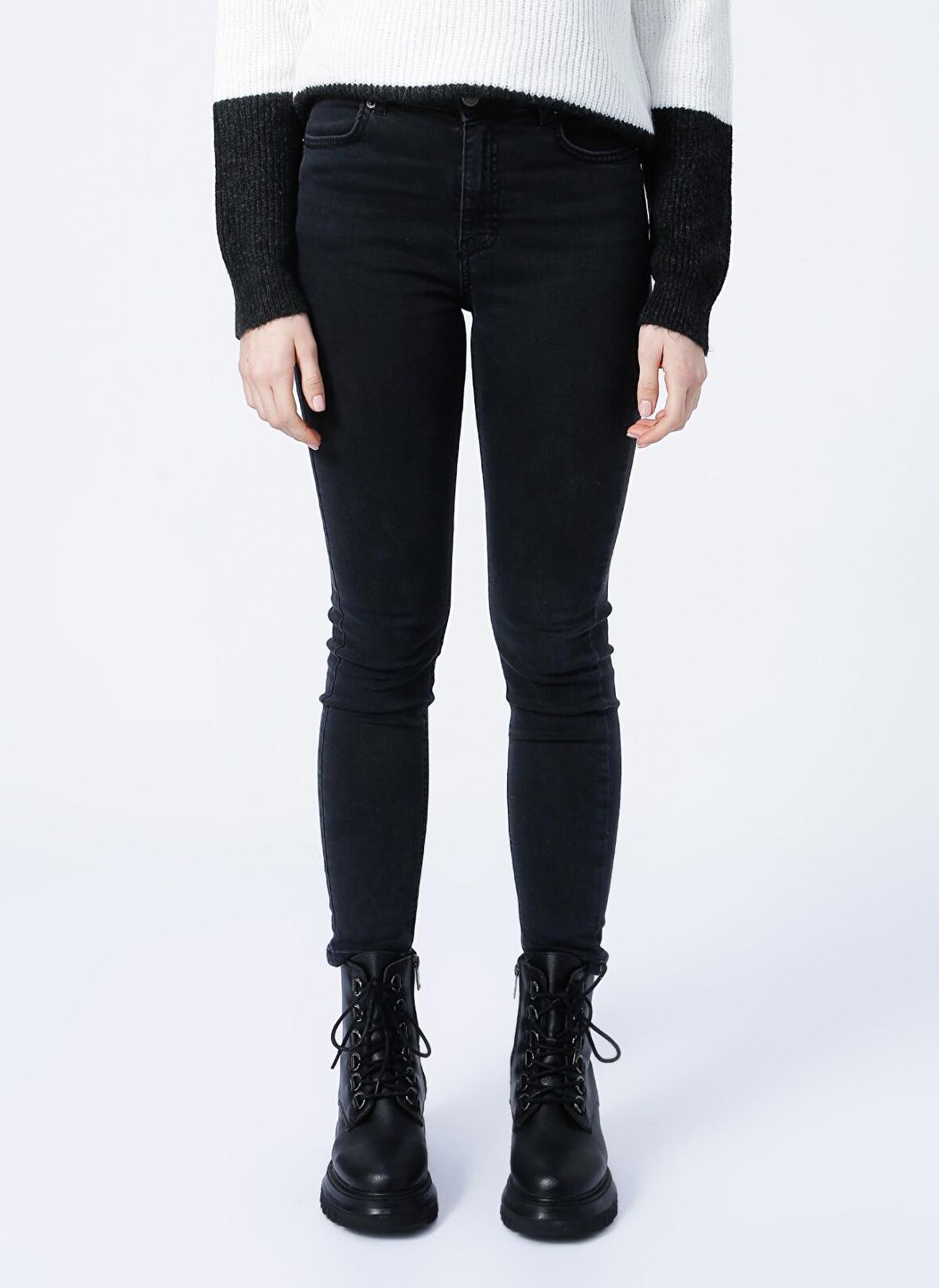 Aeropostale Yüksek Bel Skinny Fit Antrasit Kadın Denim Pantolon K-SKY