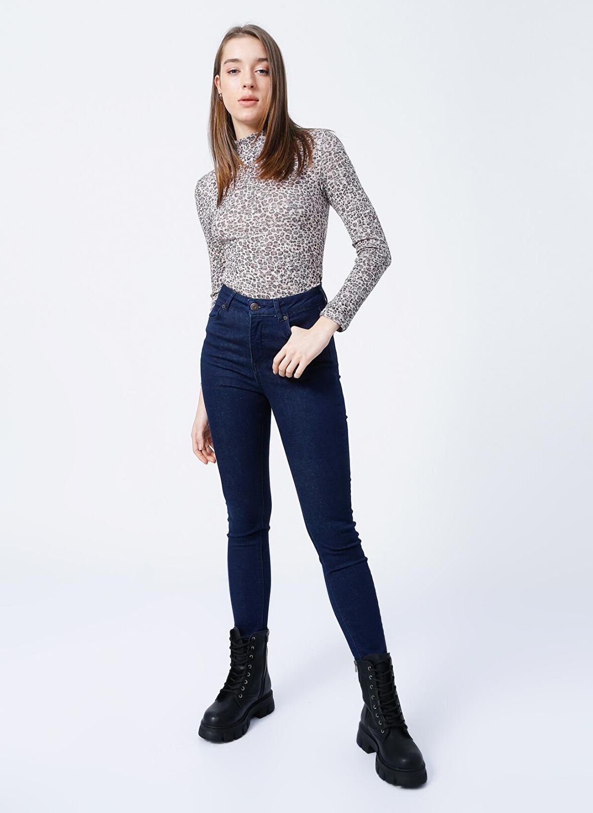 Aeropostale Yüksek Bel Skinny Fit Koyu İndigo Kadın Denim Pantolon K-SKY