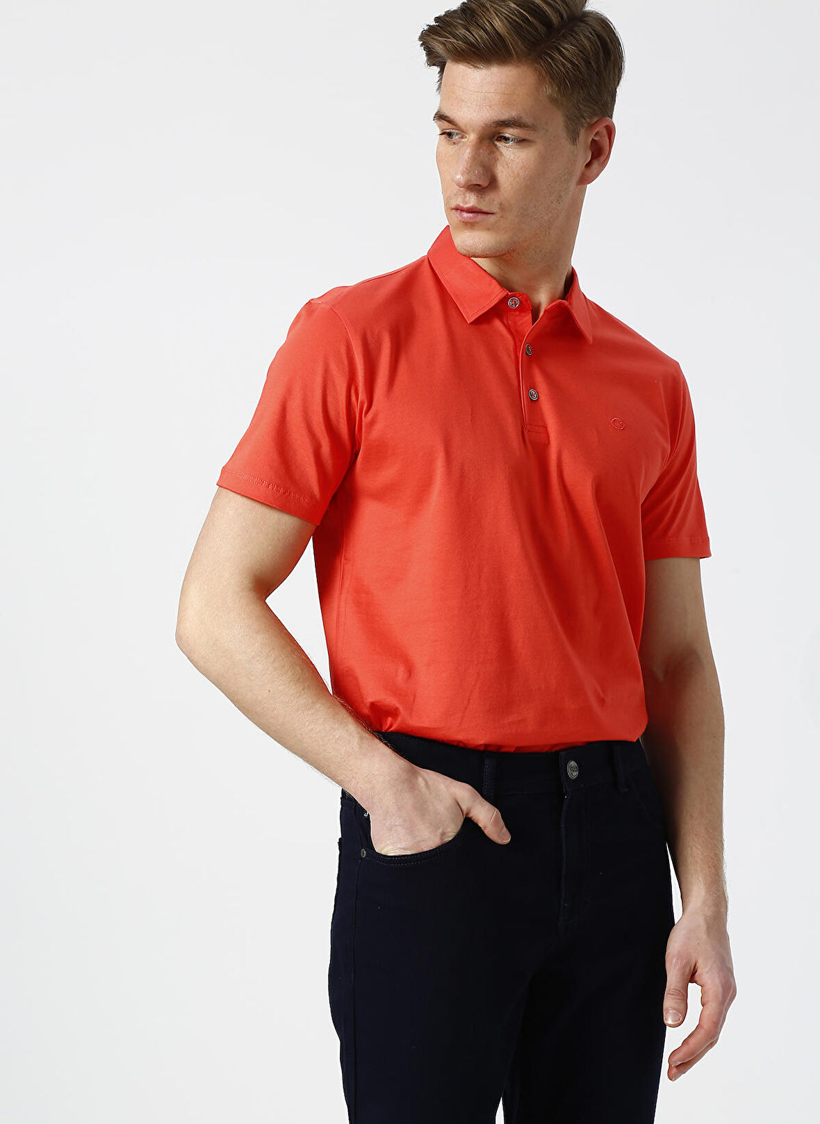 Cotton Bar Basic Nar Çiçeği Polo T-Shirt