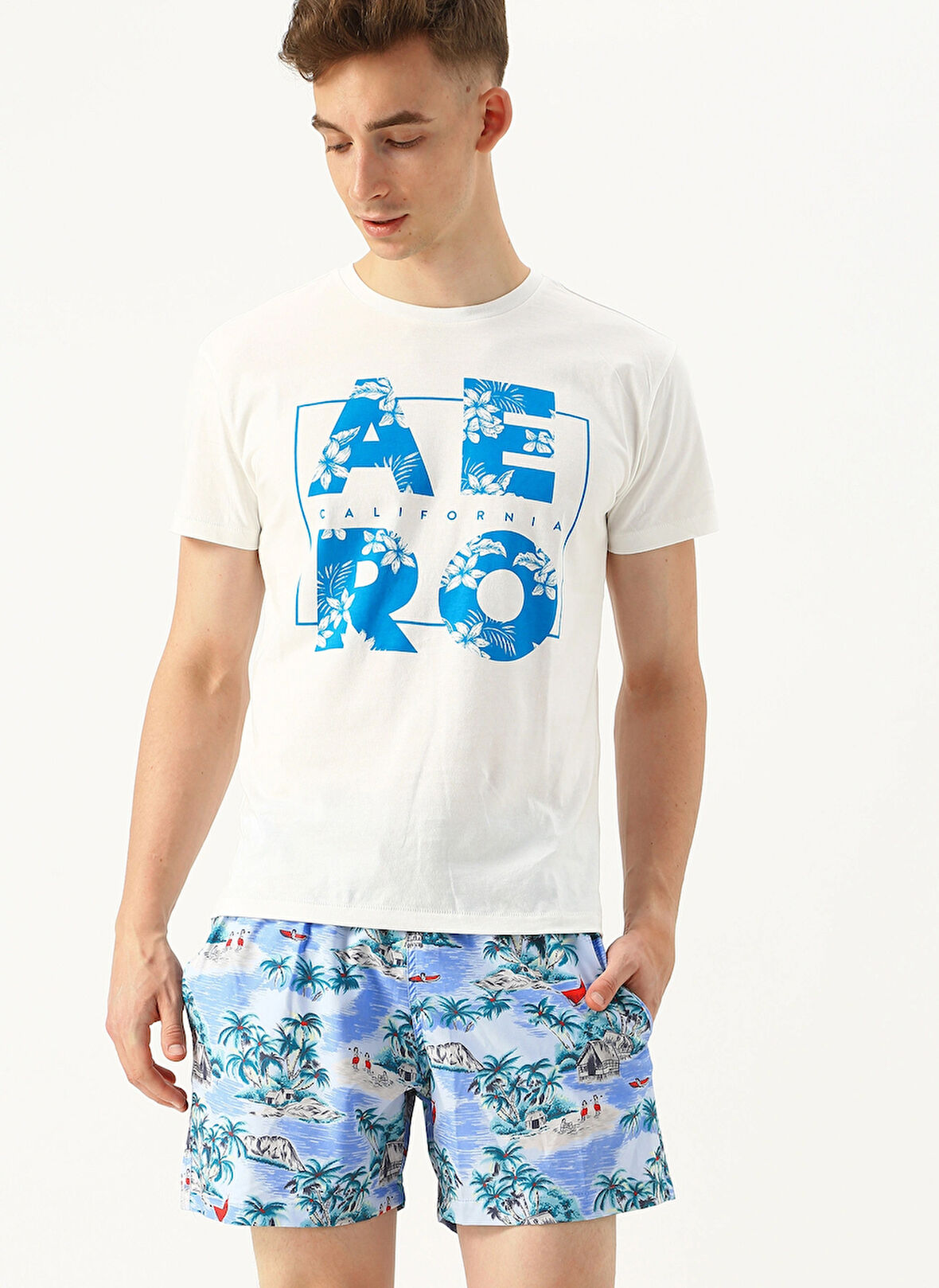 Aeropostale Mavi Erkek Şort Mayo