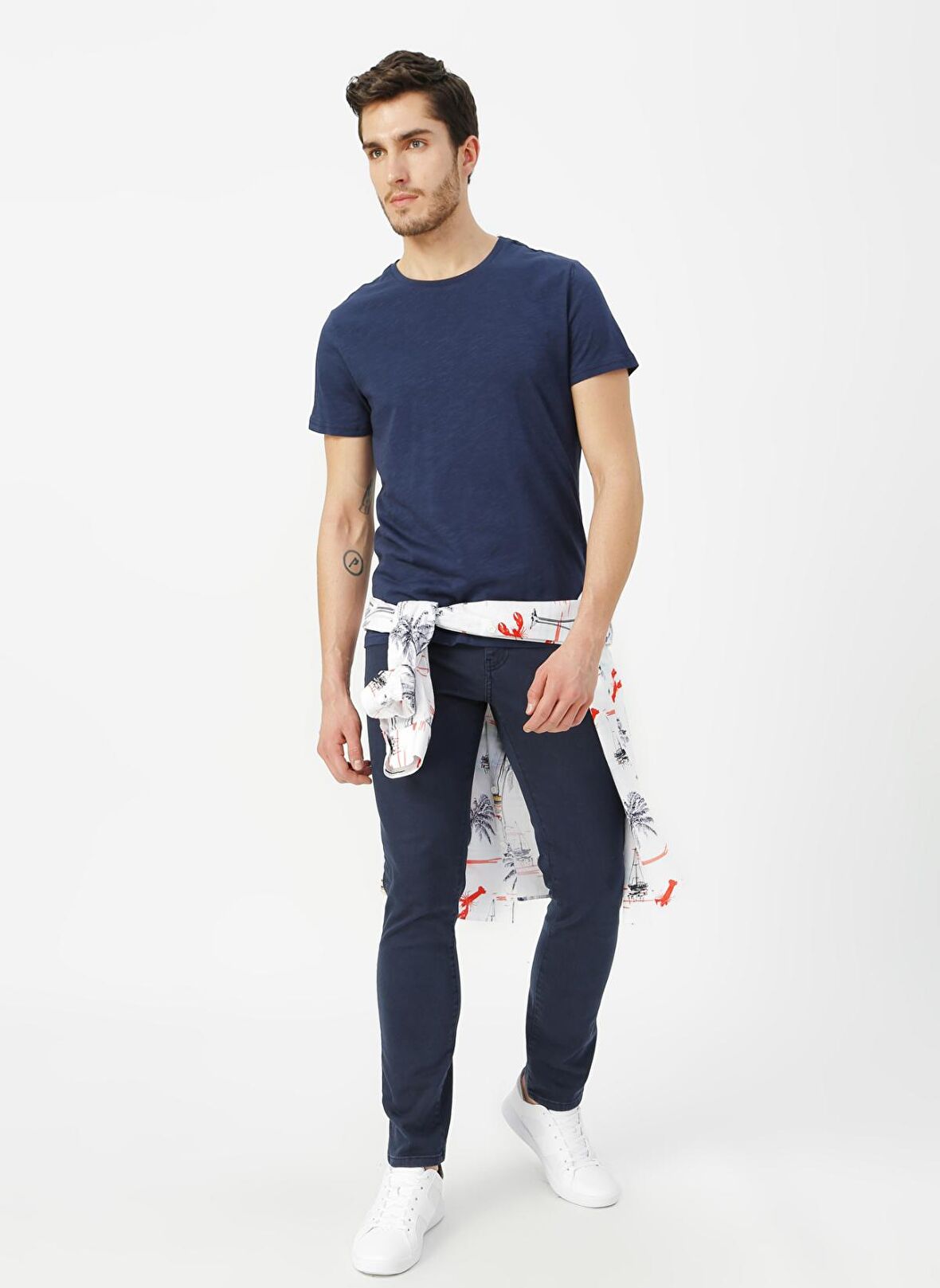 Aeropostale Bisiklet Yaka Düz Lacivert Erkek T-Shirt EDGAR
