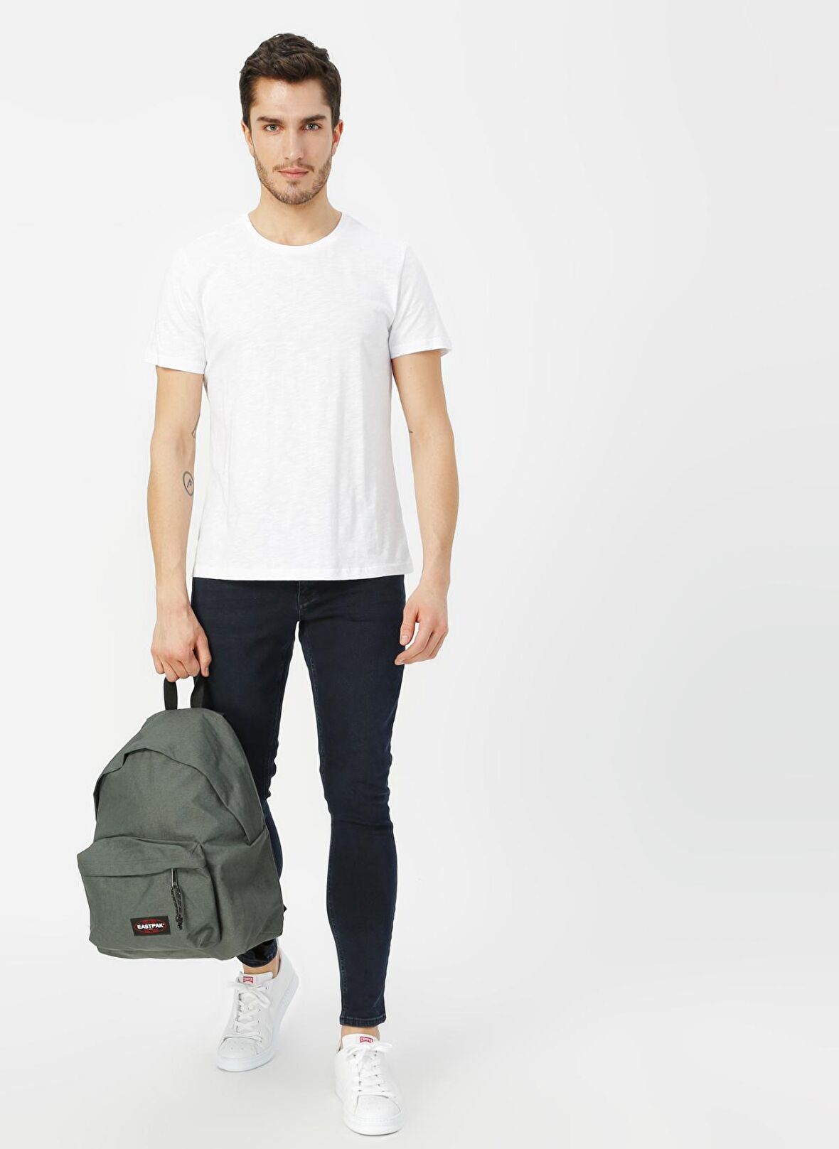 Aeropostale Bisiklet Yaka Düz Beyaz Erkek T-Shirt EDGAR