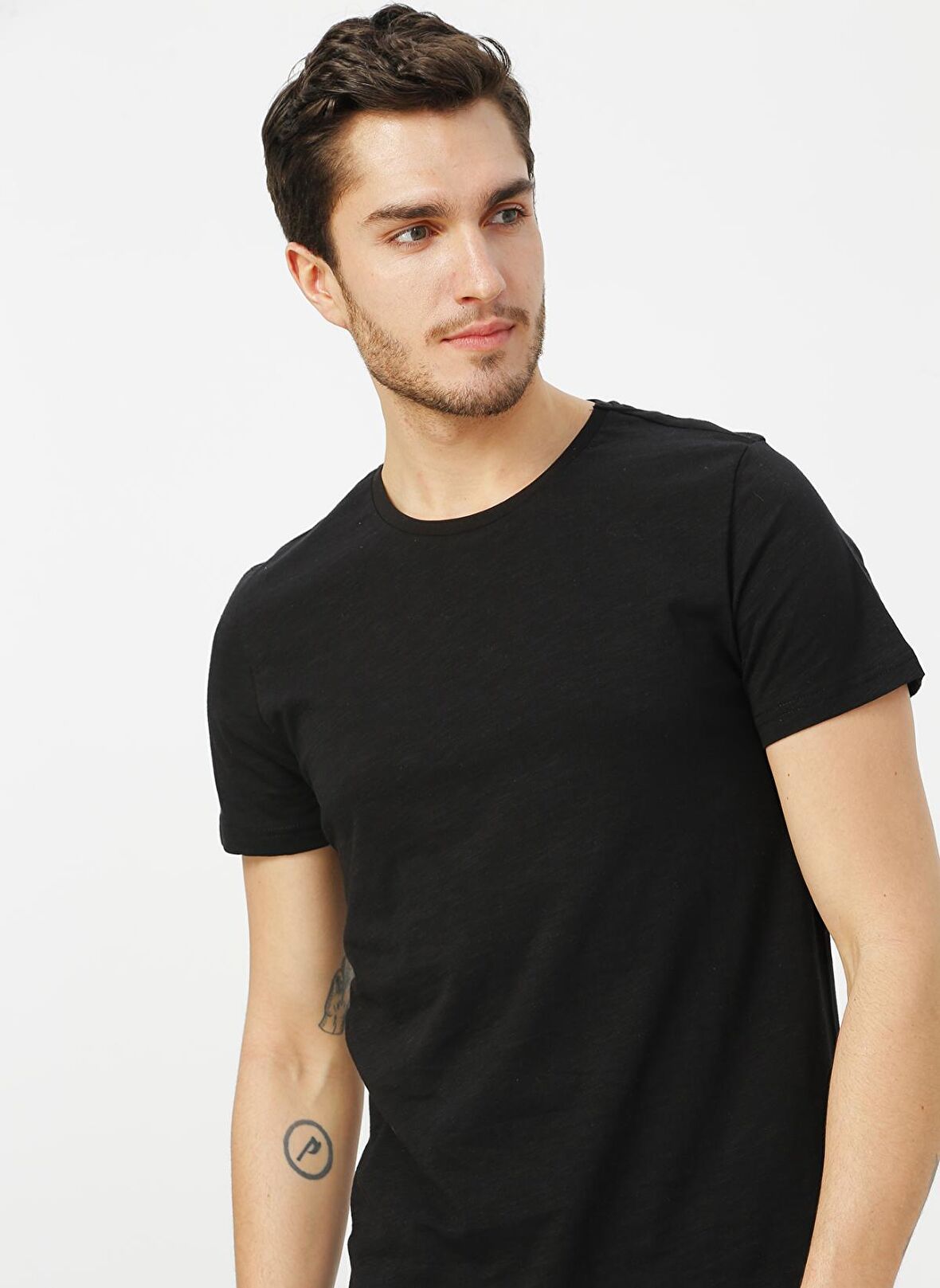 Aeropostale Bisiklet Yaka Düz Siyah Erkek T-Shirt EDGAR