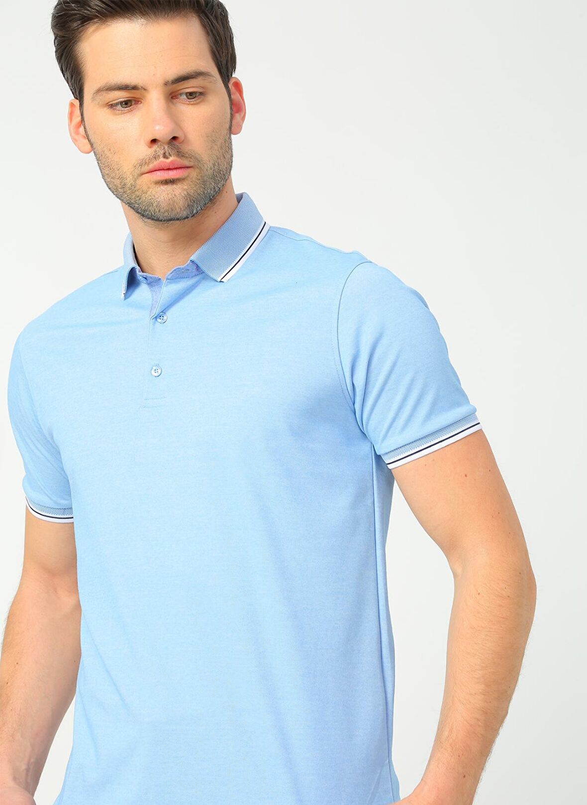 Fabrika Comfort Düz Mavi Erkek Polo T-Shirt CM DS 01 02