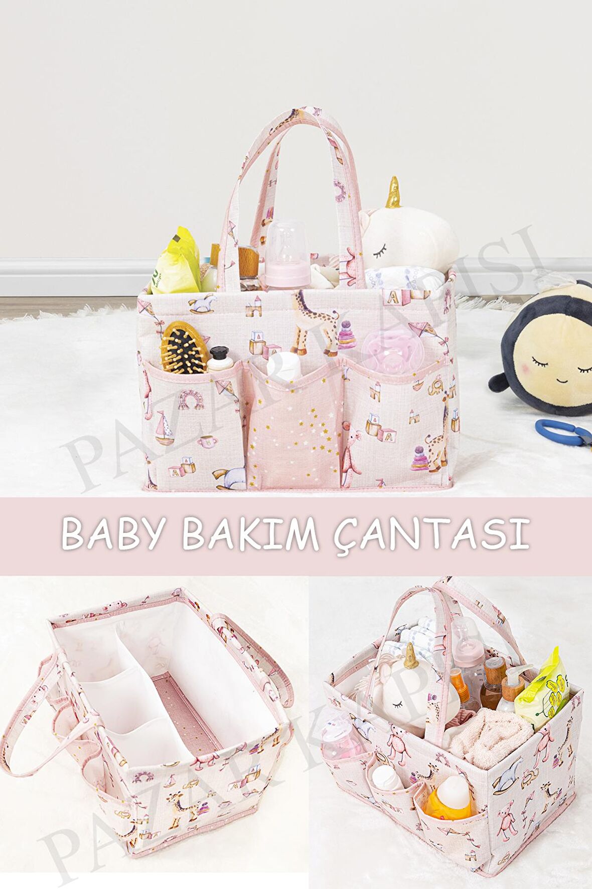 Baby Bebek Bakım Çantası Çok Gözlü Organizer Pembe