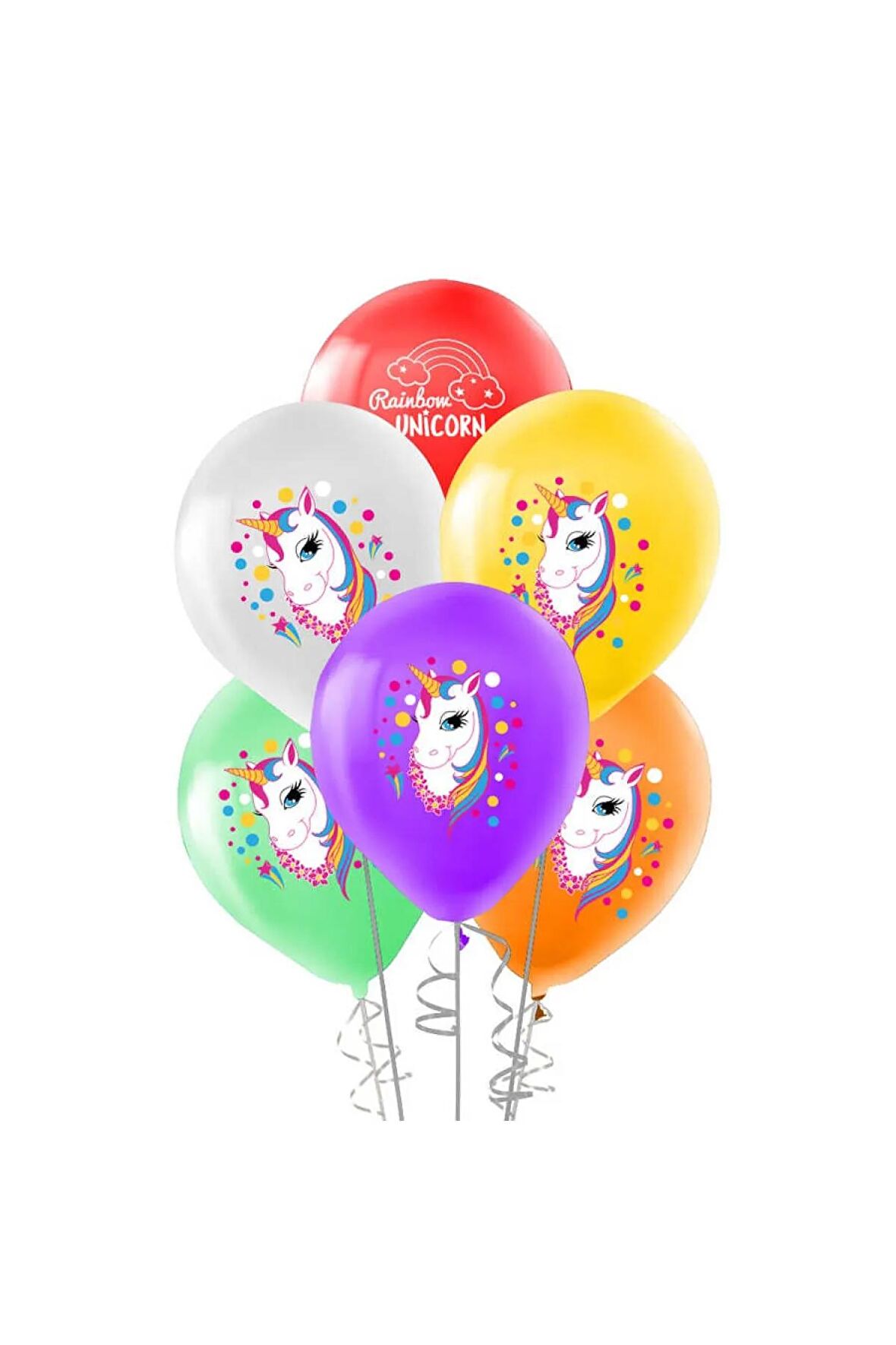 Balon Lisanslı Unicorn Rainbow Karışık 5'li 