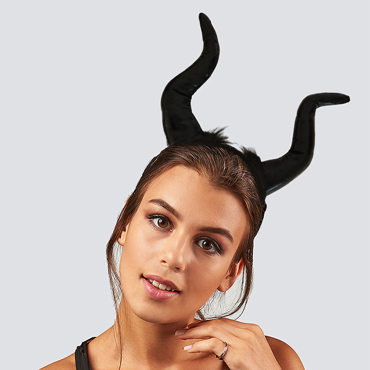 Halloween Cadılar Bayramı Taç Malefiz Siyah Çift Boynu Parti Kostümü Maleficent Taç