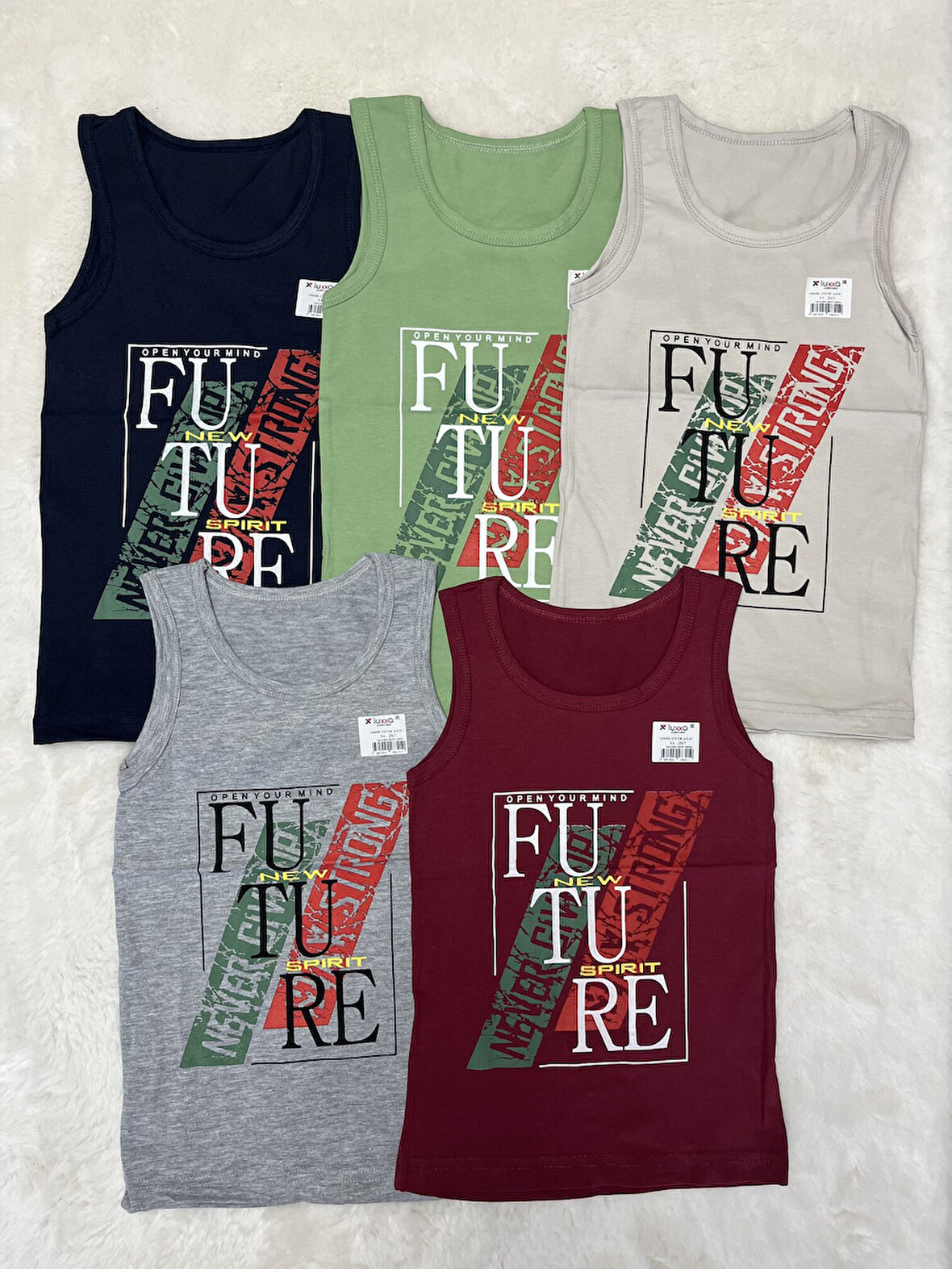 5 li Yazılı Erkek Çocuk  Atlet