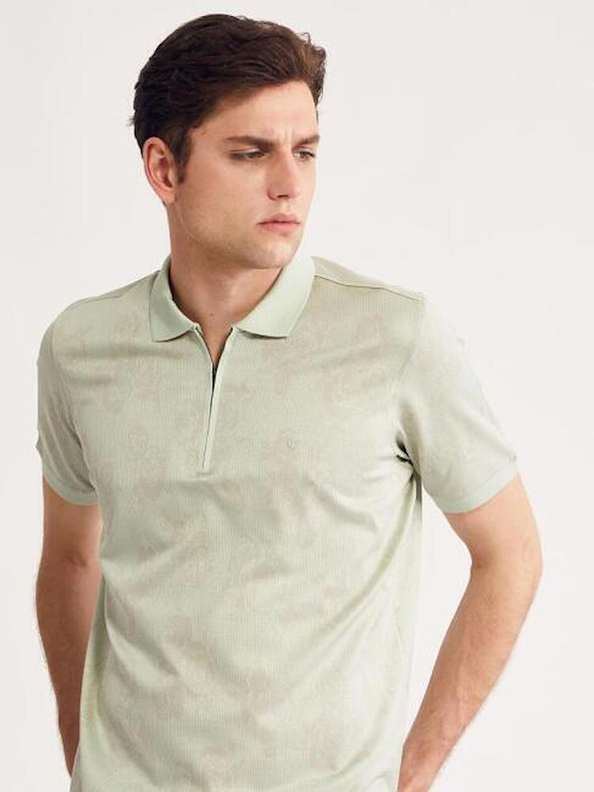Bisse Erkek Flato Fermuarlı Polo Yaka T-Shirt SU YEŞİLİ TS20Y20113_D78