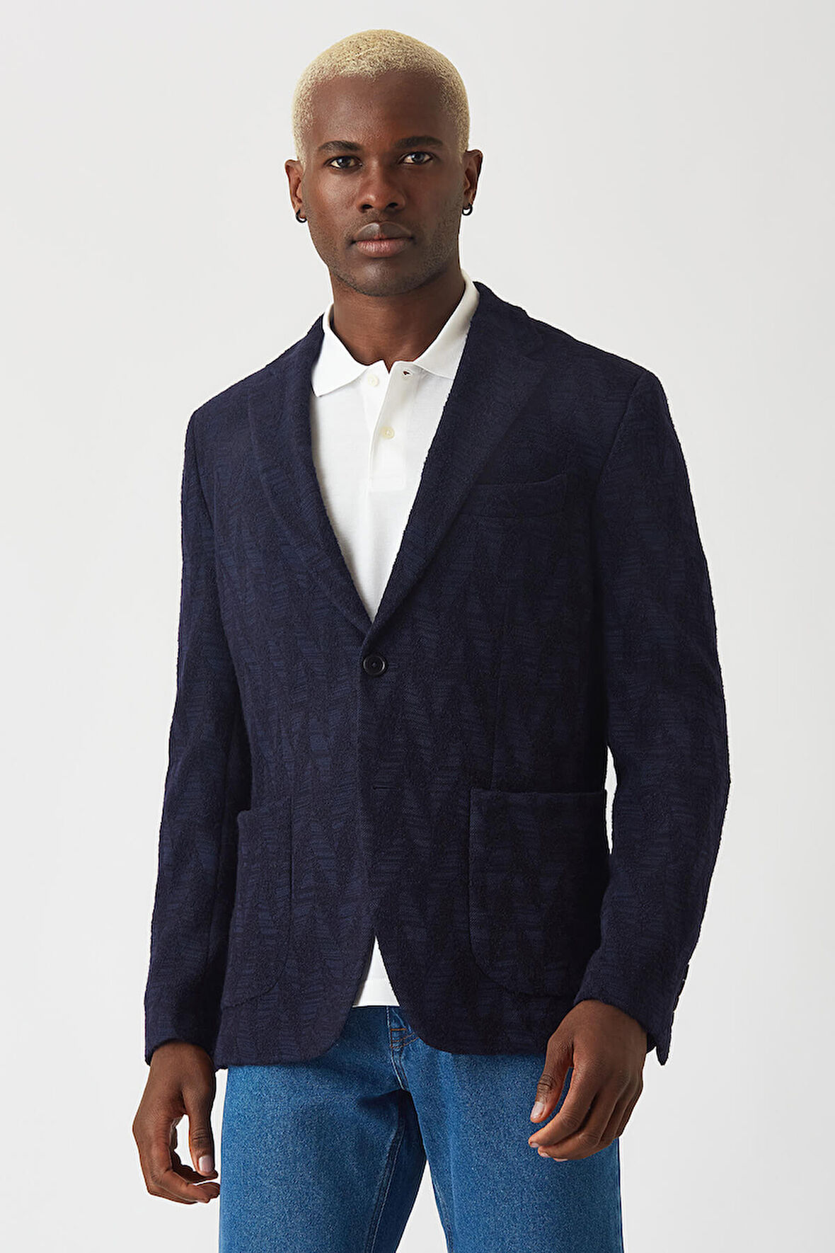 Bisse Slim Fit Drop 6 Desenli Blazer Lacivert Erkek Ceket BCK20K20508_D40