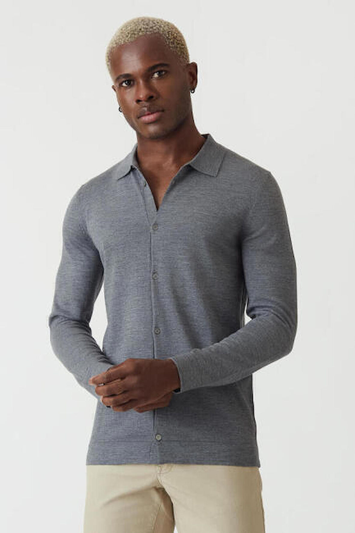 Bisse Erkek Triko Gömlek GRİ TR21K21206_D55