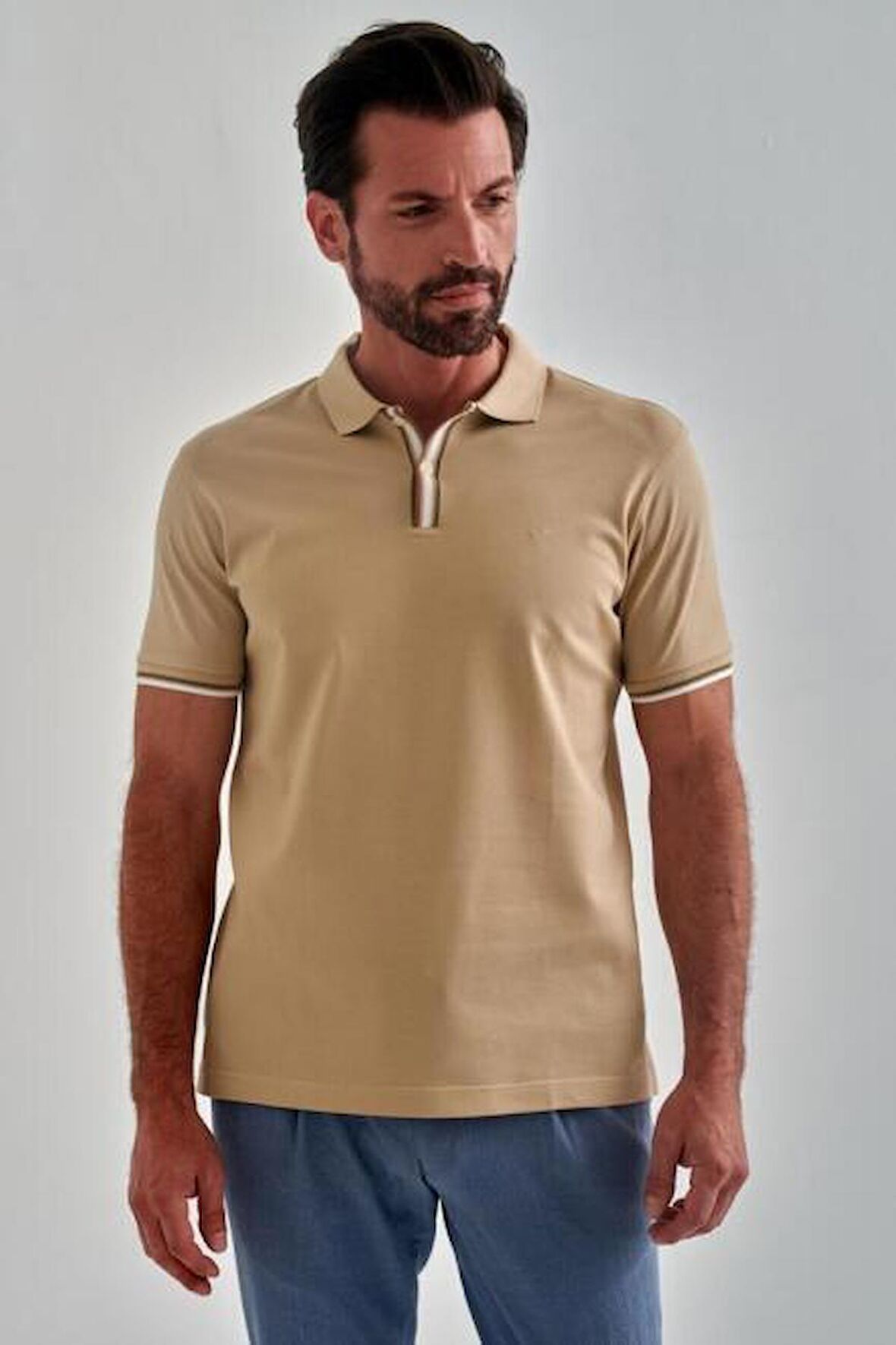 Bisse Erkek Polo Yaka T-Shirt BEJ TS22Y22108_D07