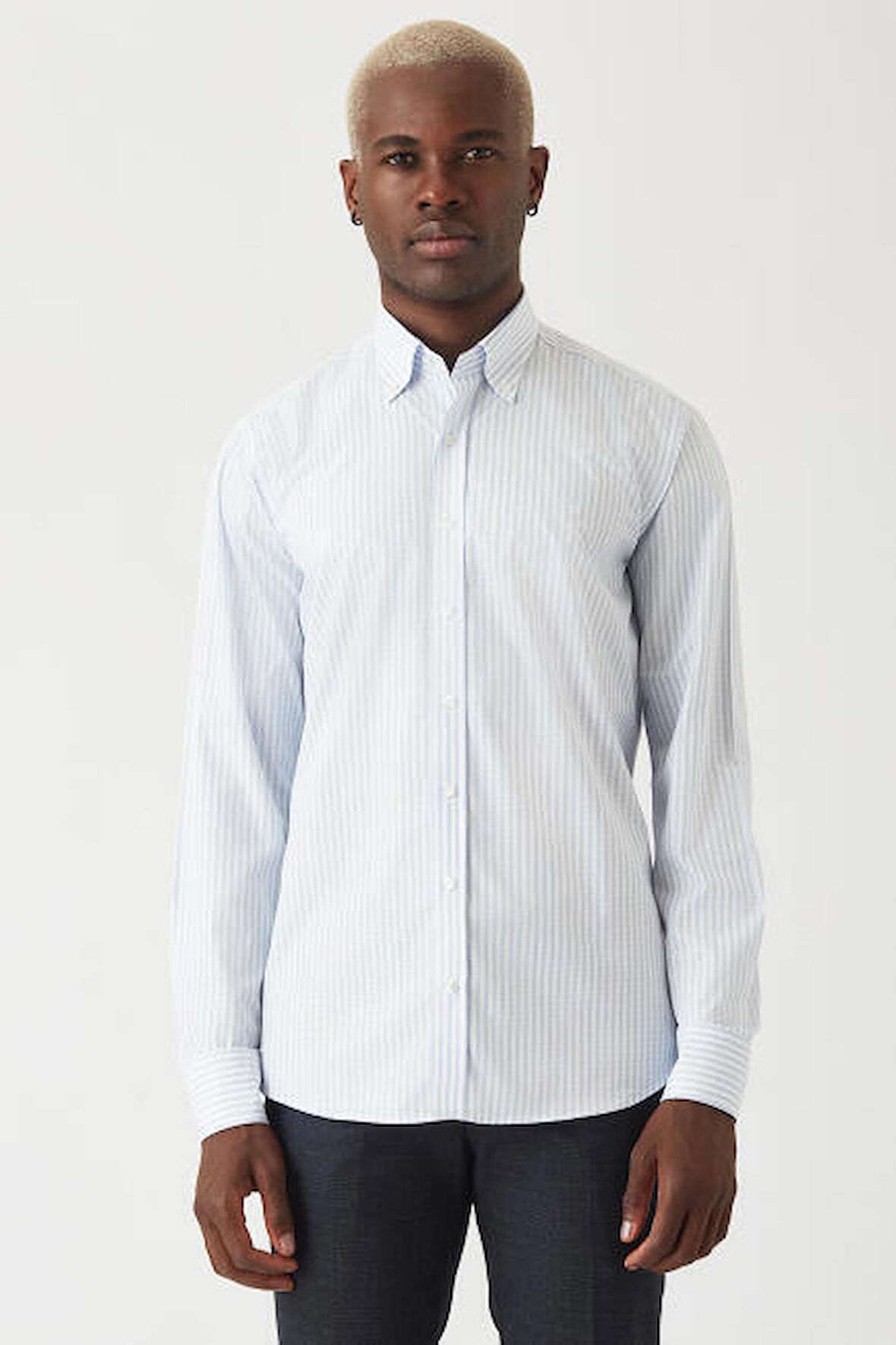 Bisse Erkek Regular Fit Uzun Kollu Desenli Gömlek MAVİ GM22Y221016_C35