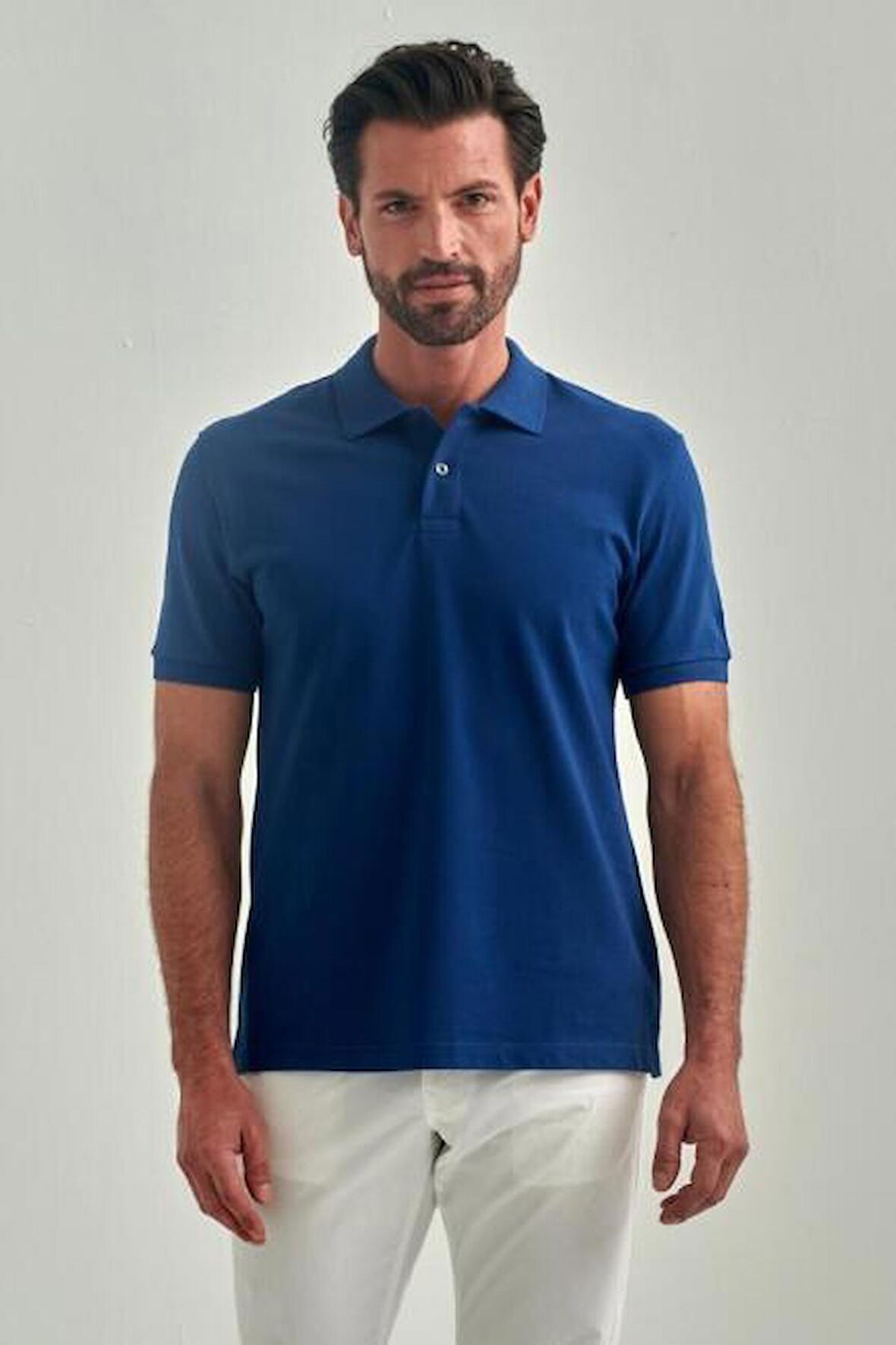 Bisse Erkek Balenli Yaka  Basic Regular Fit T-Shirt INDIGO TS22Y22013_D66