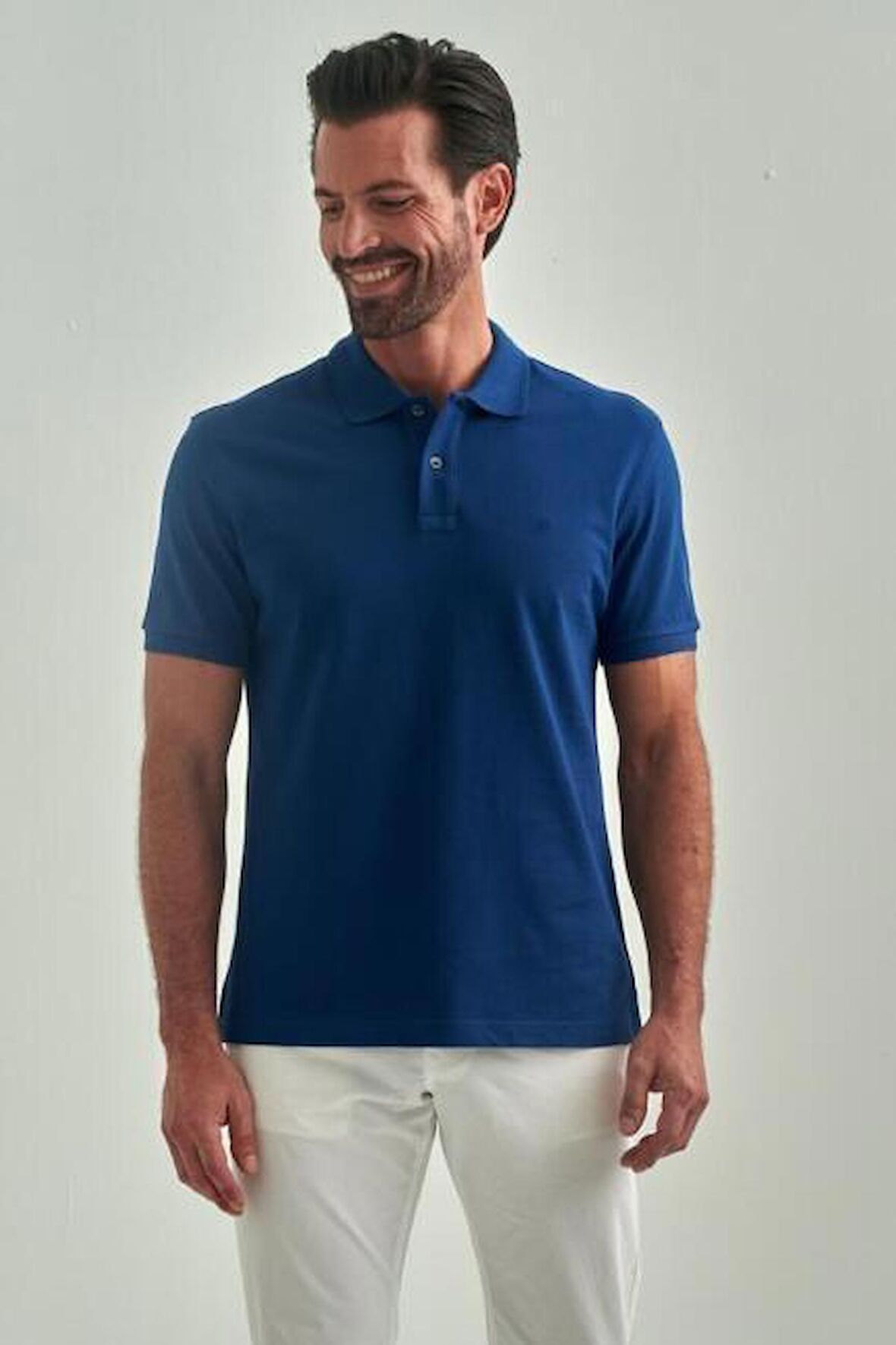 Bisse Erkek Petek Yakalı Basic Regular Fit T-Shirt INDIGO TS22Y22014_D66