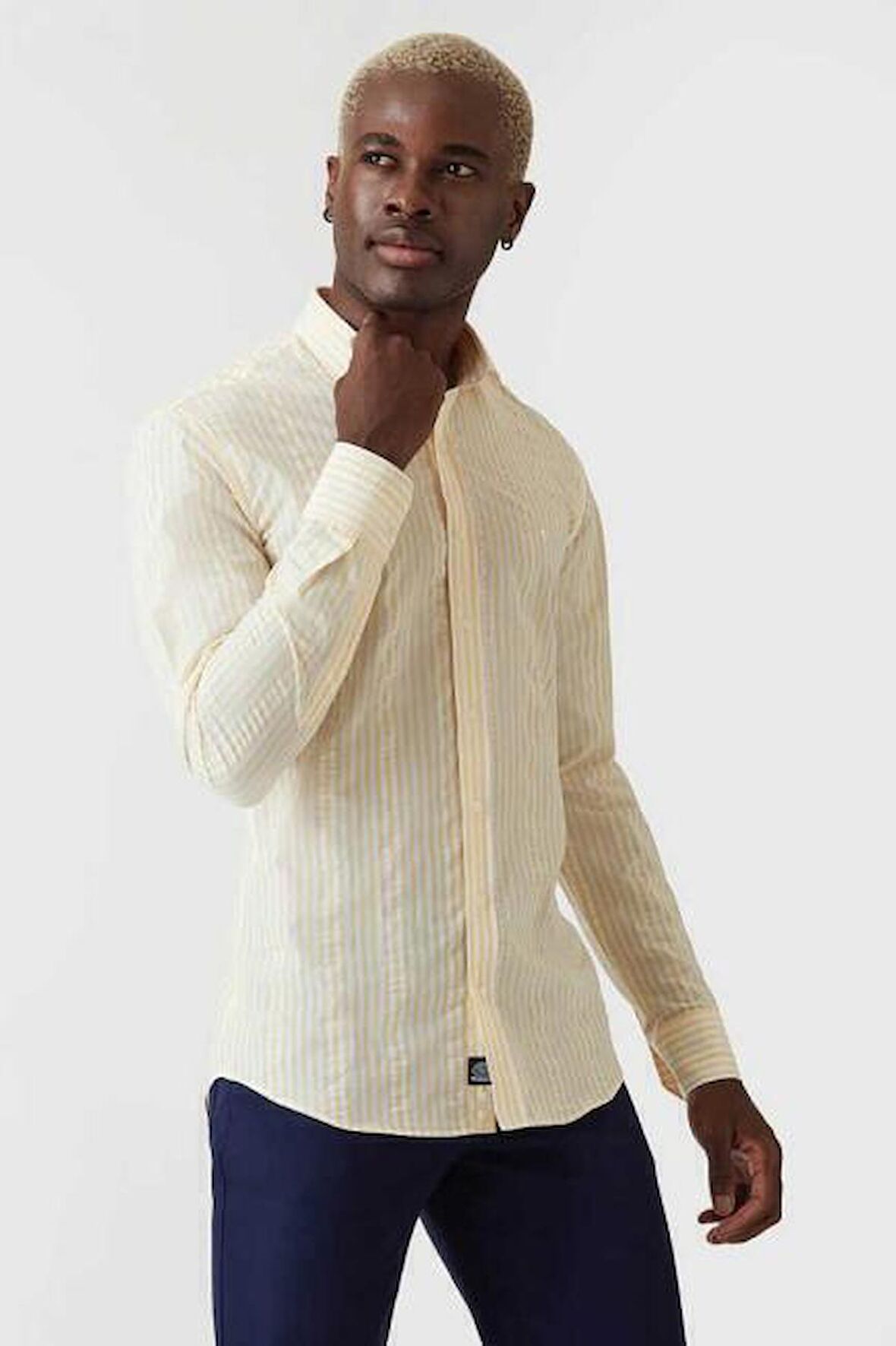 Bisse Erkek Slim Fit Uzun Kol Spor Gömlek SARI GM22Y221162_C17