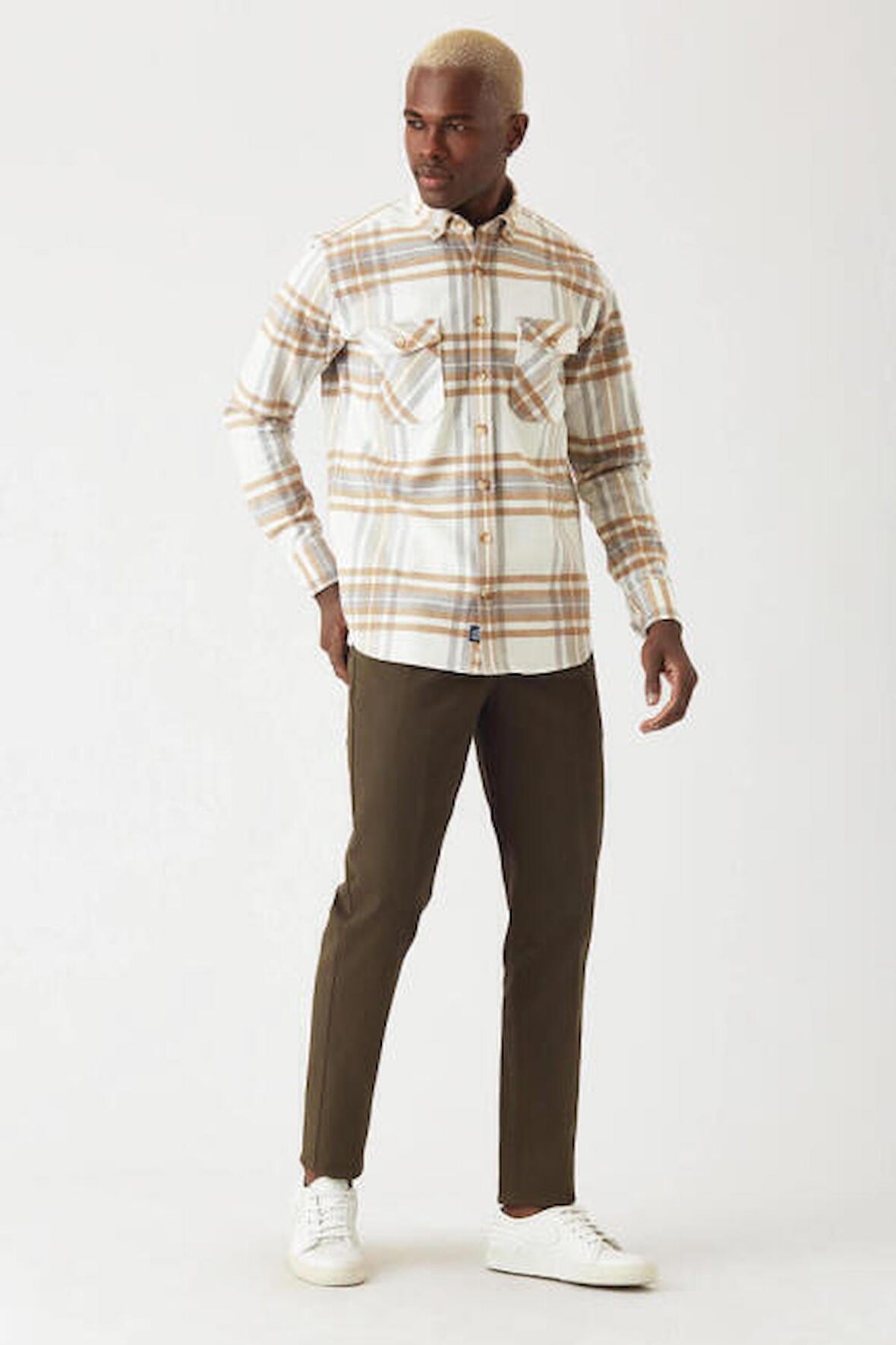 Bisse Erkek 4 Cep Çift Pileli Spor Pantolon HAKİ PNS22K22225_D49