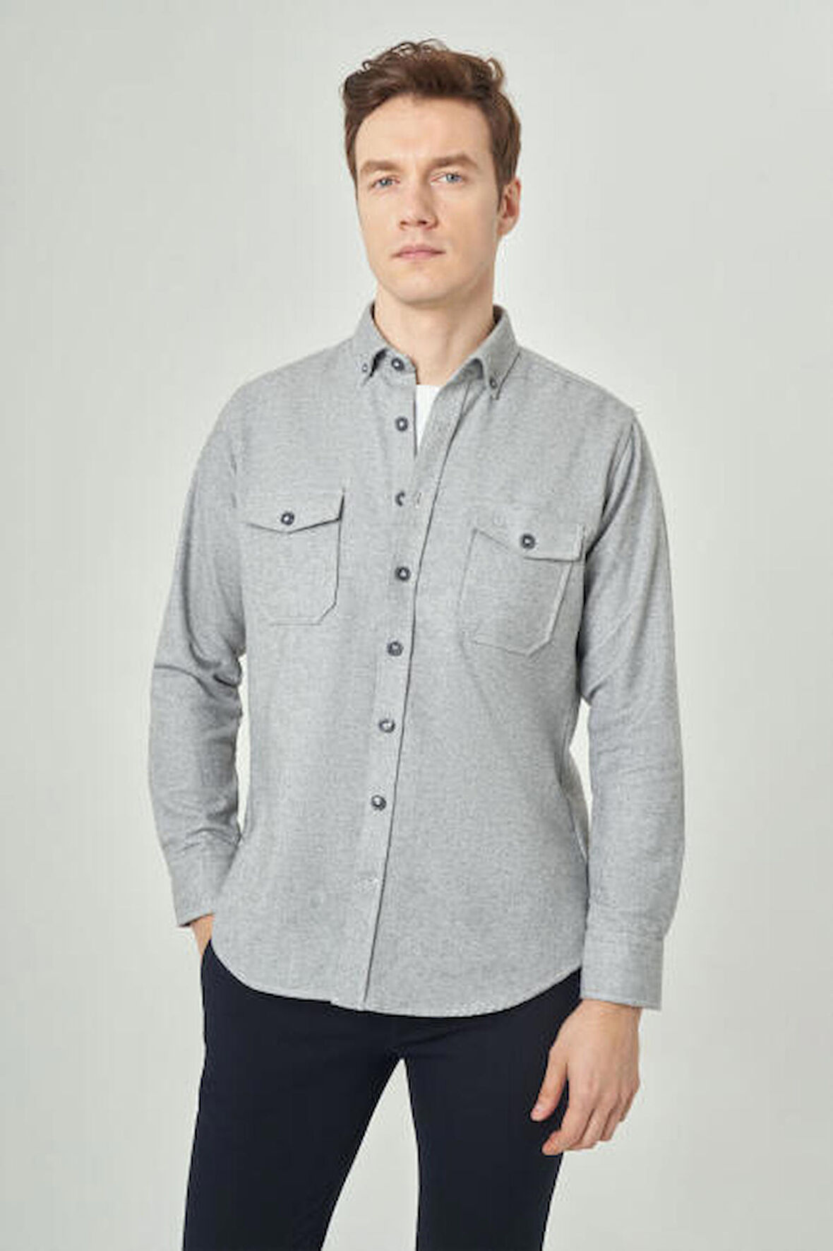 Bisse Erkek Regular Fit Uzun Kollu Oduncu Gömlek GRİ GM22K222079_K55