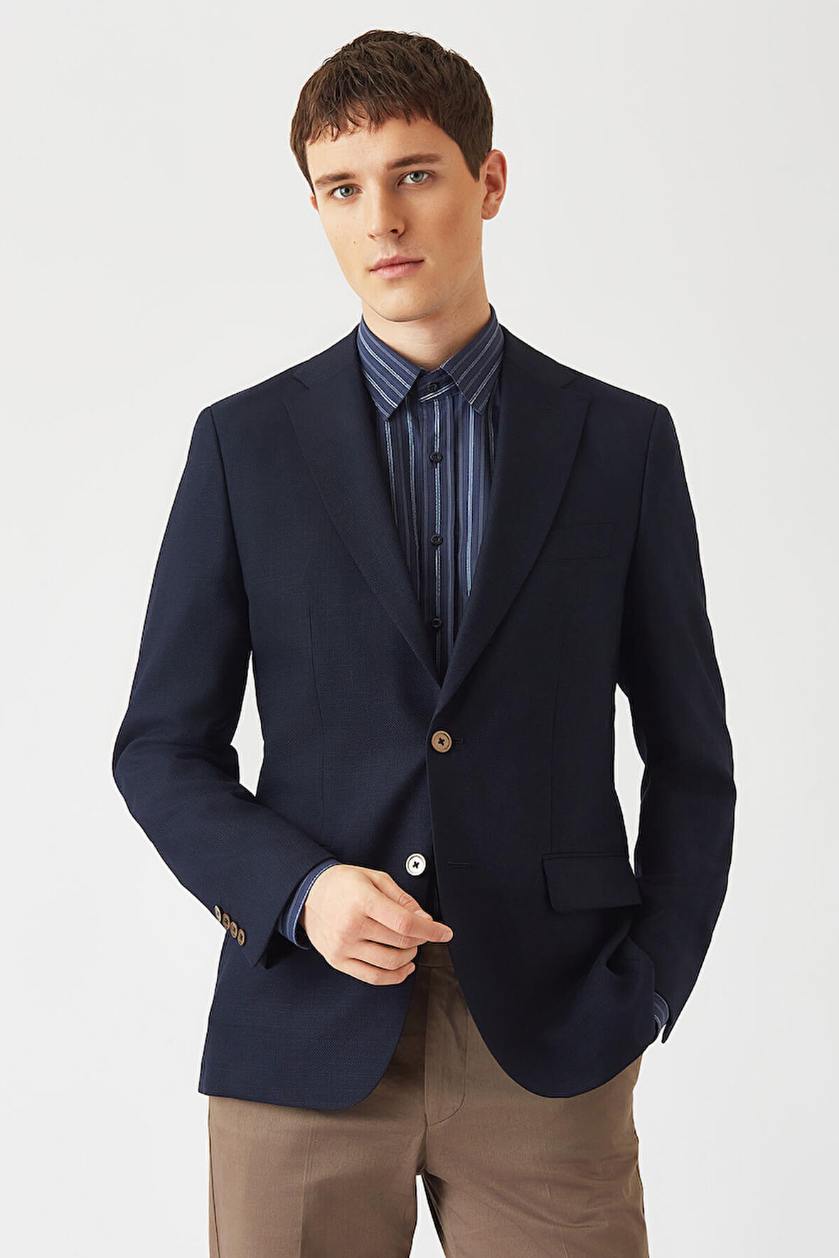 Bisse Slim Fit Mono Yaka 2 Düğmeli Siyah Erkek Ceket PCK22K22226_D99