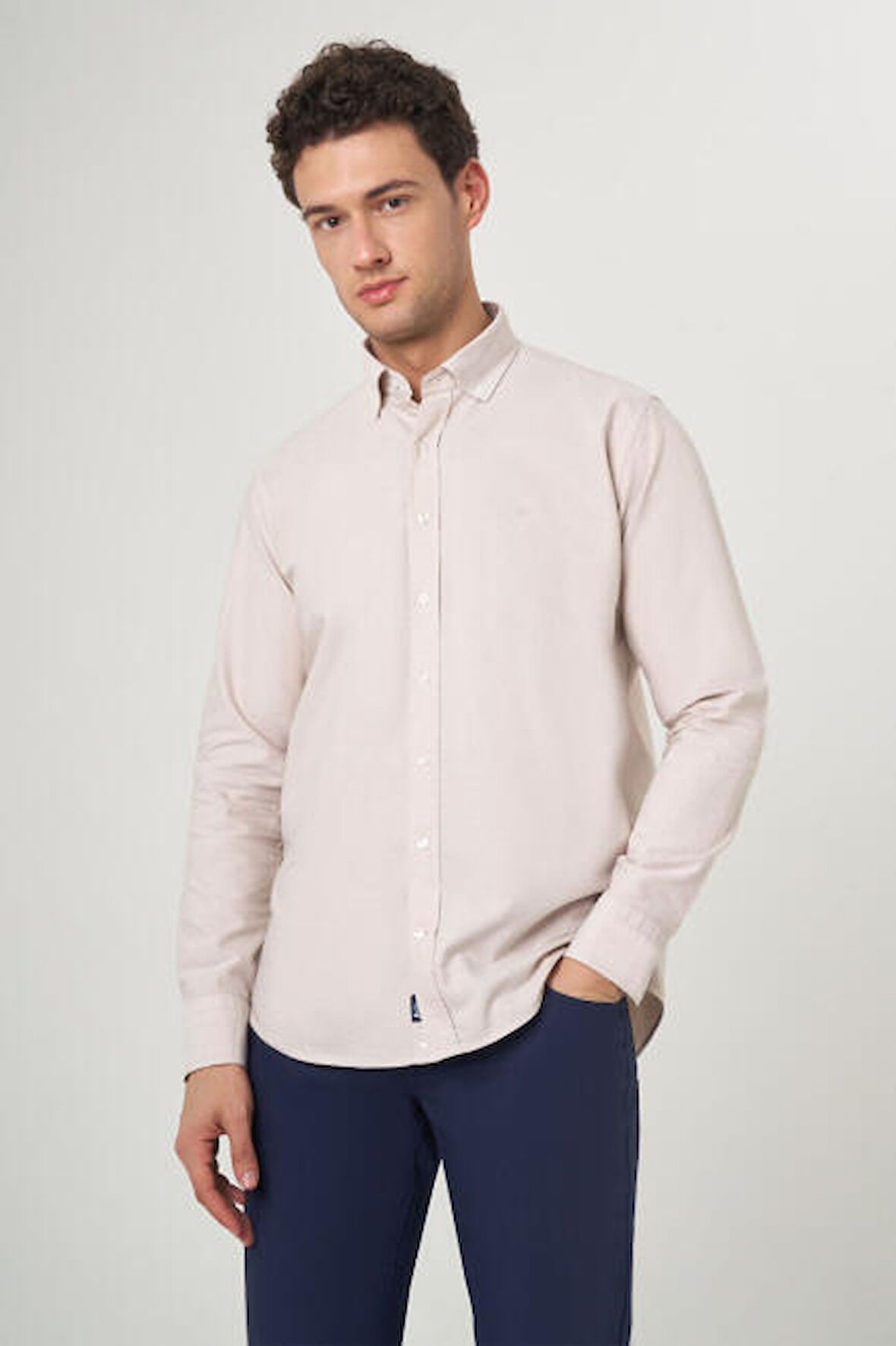 Bisse Regular Fit Bej Spor Erkek Gömlek GM22K222094_D07