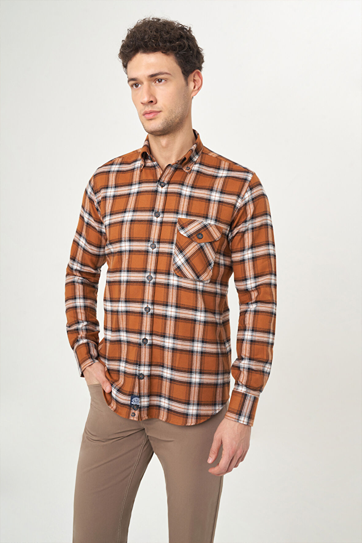 Bisse Regular Fit Kahve Flanel Erkek Gömlek GM22K222102_D11