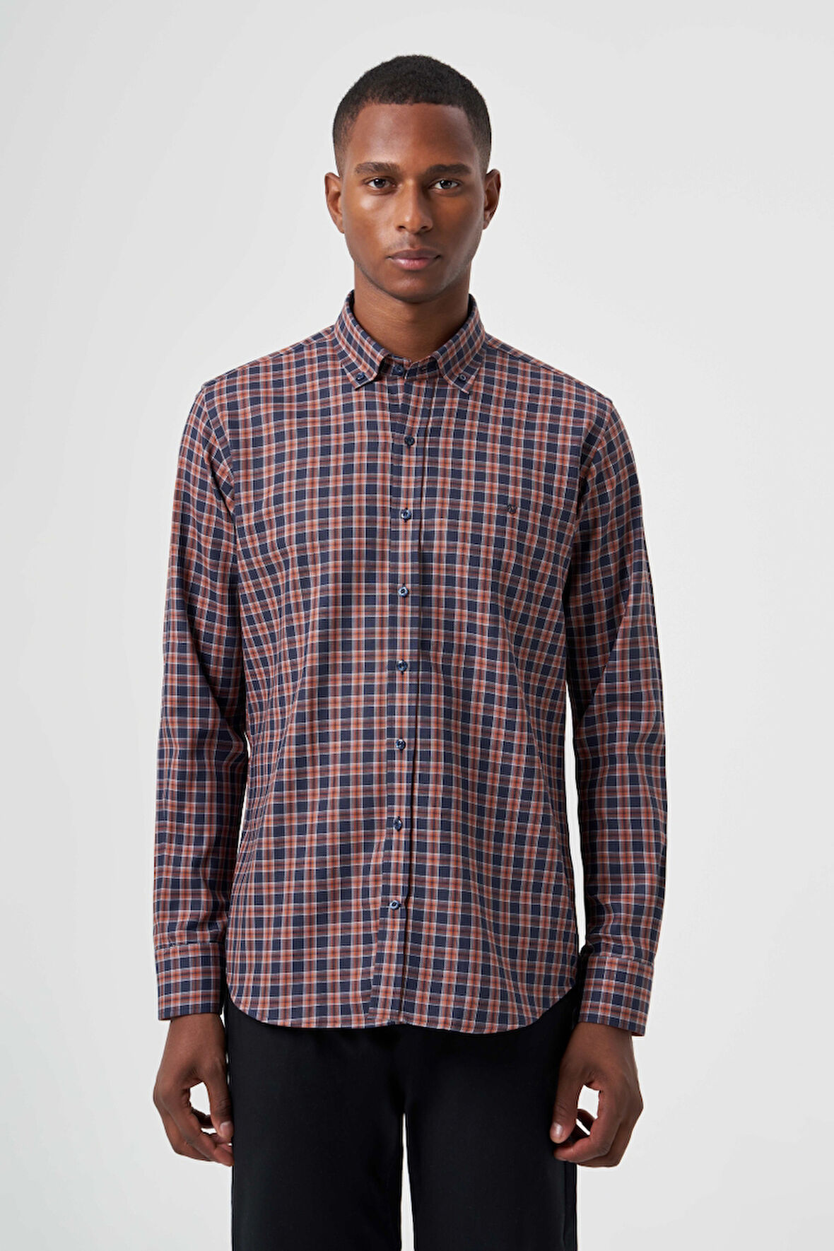 Bisse Regular Fit Ekoseli Kahve Spor Erkek Gömlek GM22K222104_D11