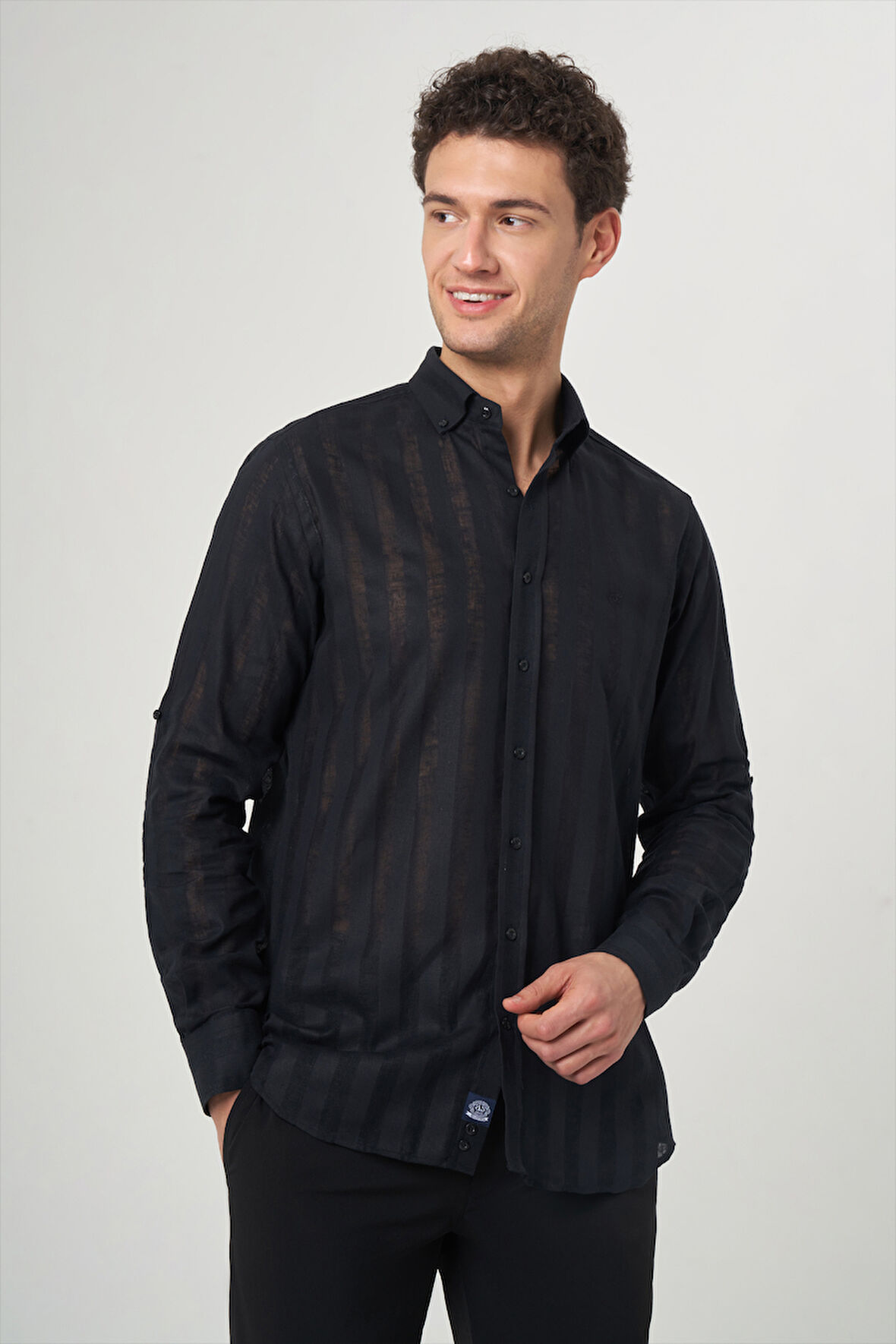 Bisse Erkek Regular Fit Transparan Gömlek Sıyah GM23Y231060_D99