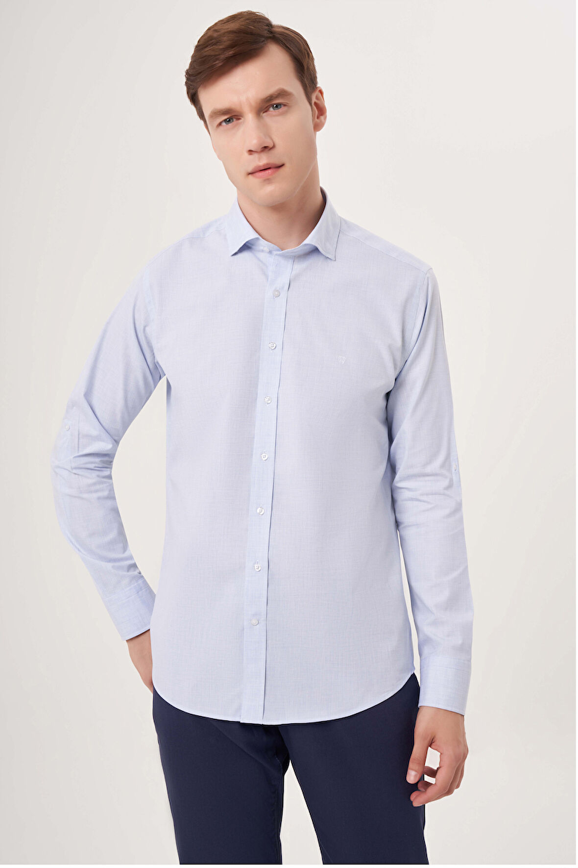 Bisse Regular Fit Kol İçi Apoletli Açık Mavi Erkek Gömlek GM23Y231096_D33