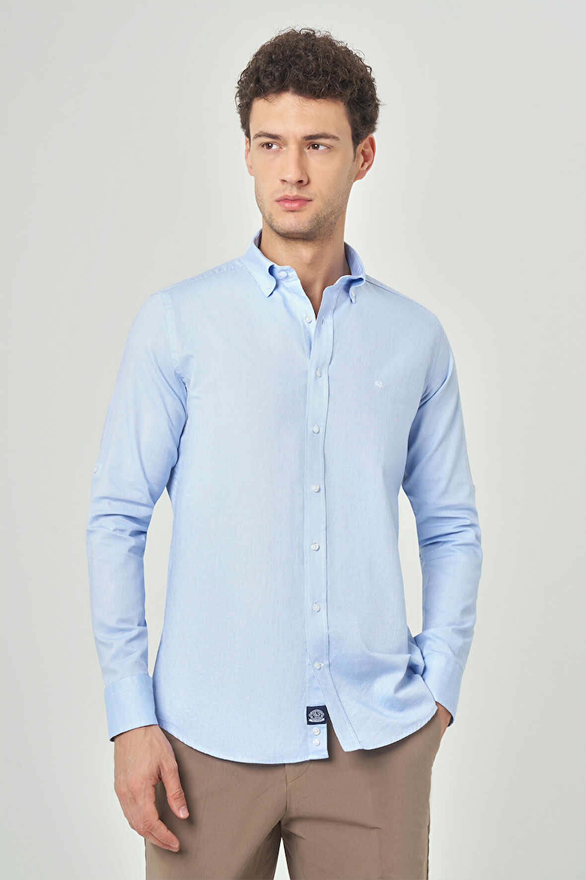 Bisse Regular Fit Uzun Kollu Paşa Yaka Kol İçi Apoletli Açık Mavi Erkek Gömlek GM23Y231146_D33