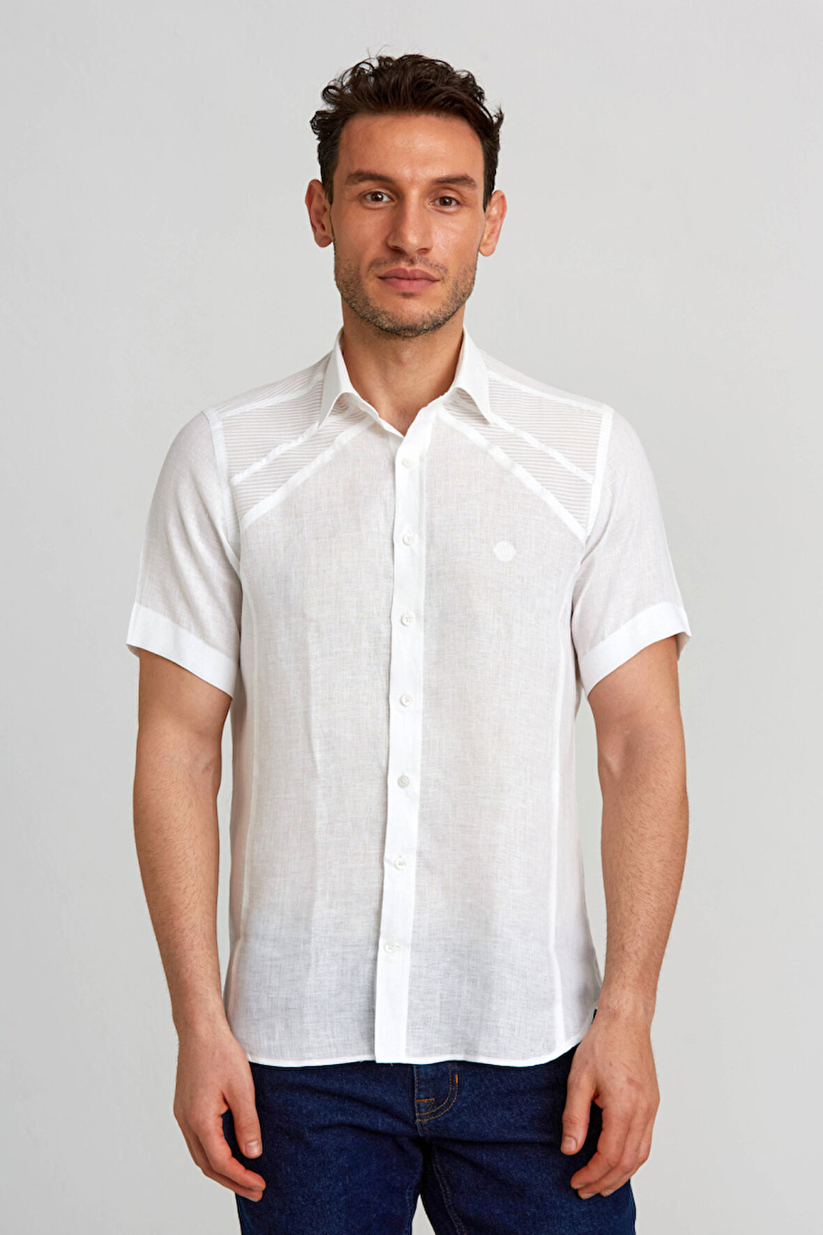 Bisse Regular Fit Kısa Kollu Beyaz Erkek Gömlek GM23Y231132_D01