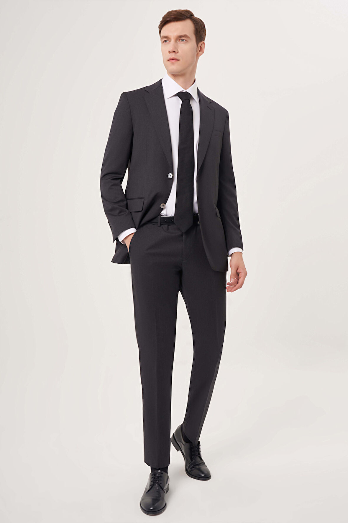 Bisse Comfort Fit Mono Yaka Drop 6 Çift Yırtmaçlı Antrasit Erkek Takım Elbise PTK23YNOS001_D58