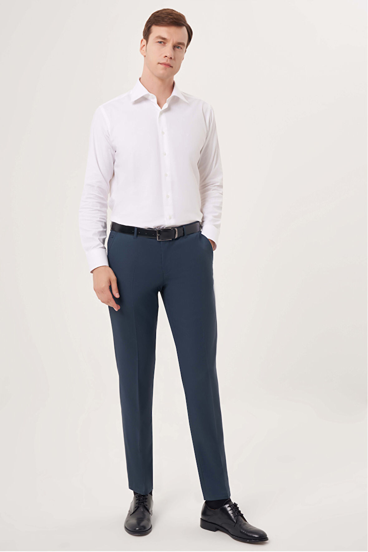 Bisse Açık Lacivert Dokuma Klasik Erkek Pantolon PPNK23YNOS001_D38