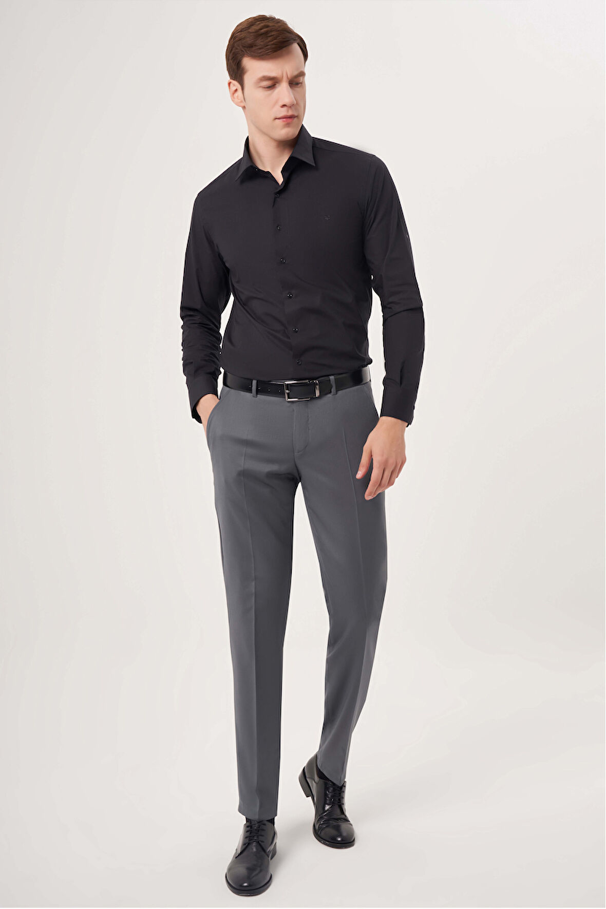 Bisse Gri Dokuma Klasik Erkek Pantolon PPNK23YNOS001_D55