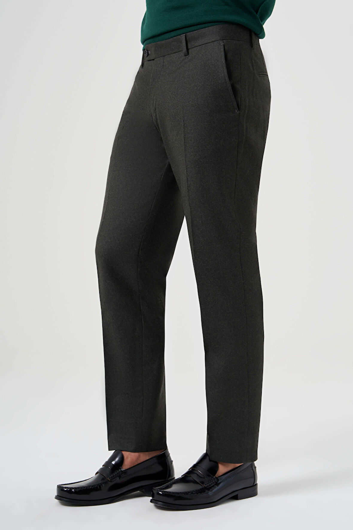 Bisse Regular Fit Düz Dokuma Flanel Haki Klasik Erkek Pantolon PPNK23K23201_D49