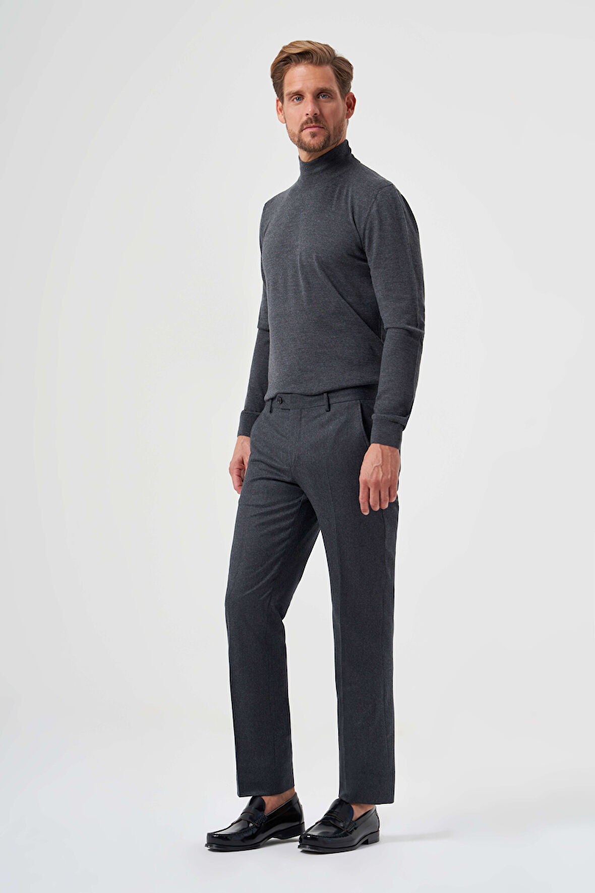 Bisse Regular Fit Düz Dokuma Flanel Antrasit Klasik Erkek Pantolon PPNK23K23201_D58
