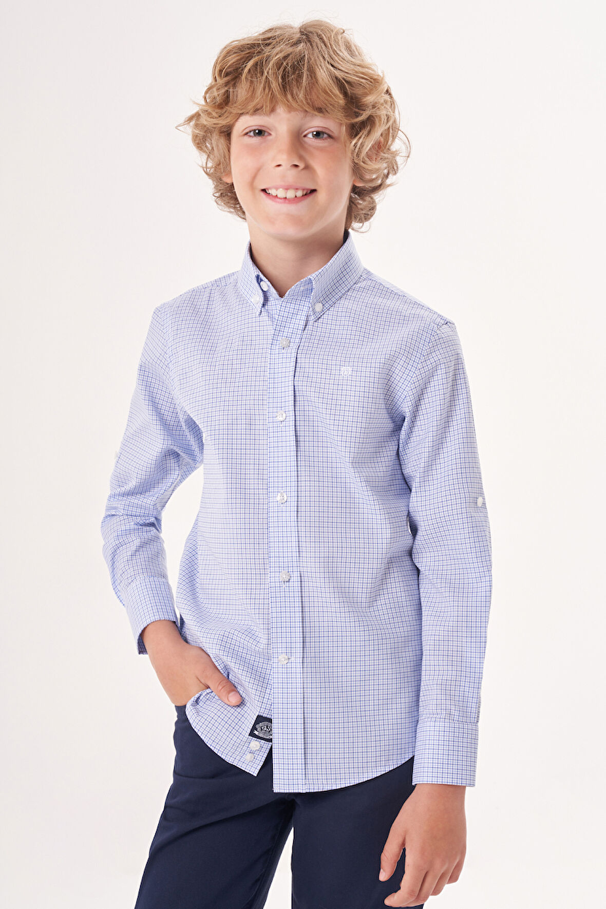 Bisse Regular Fit Yaka Düğmeli Lacivert Erkek Çocuk Gömlek GM23Y231164_D39