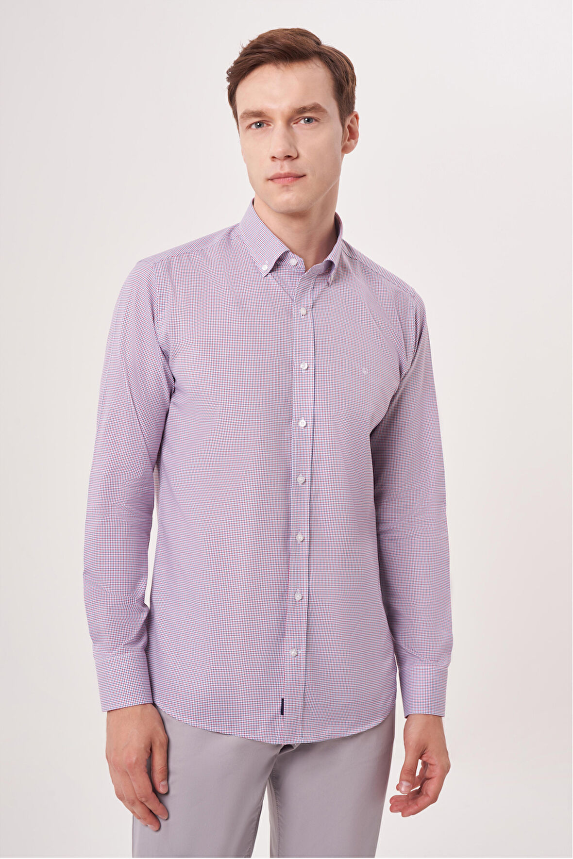 Bisse Regular Fit Paşa Yaka Düğmeli Kırmızı Erkek Gömlek GM23Y231167_D24