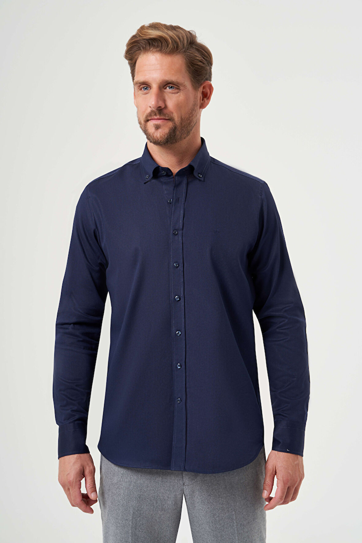 Bisse Regular Fit Paşa Yaka Lacivert Spor Erkek Gömlek GM23K232026_D39