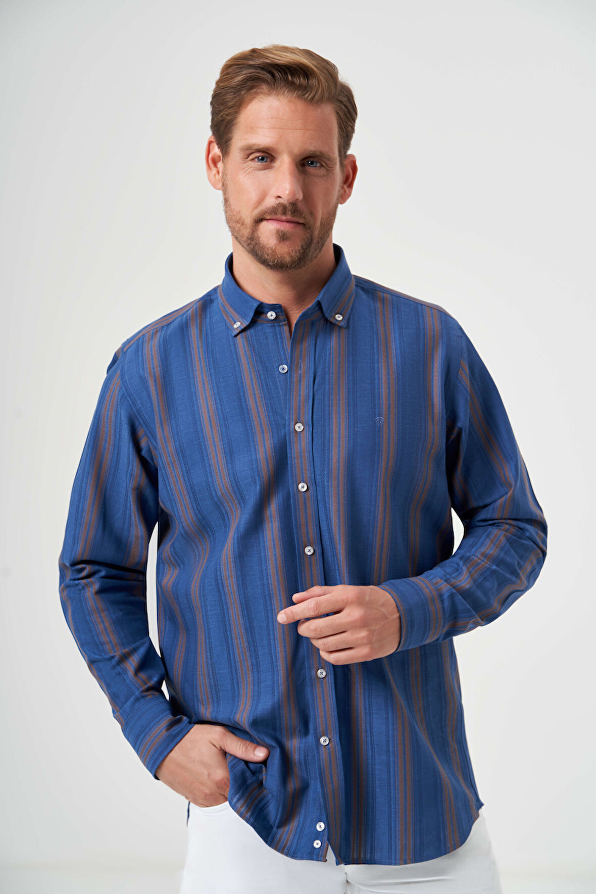 Bisse Regular Fit Paşa Yaka Kahve Erkek Gömlek GM23K232022_D11