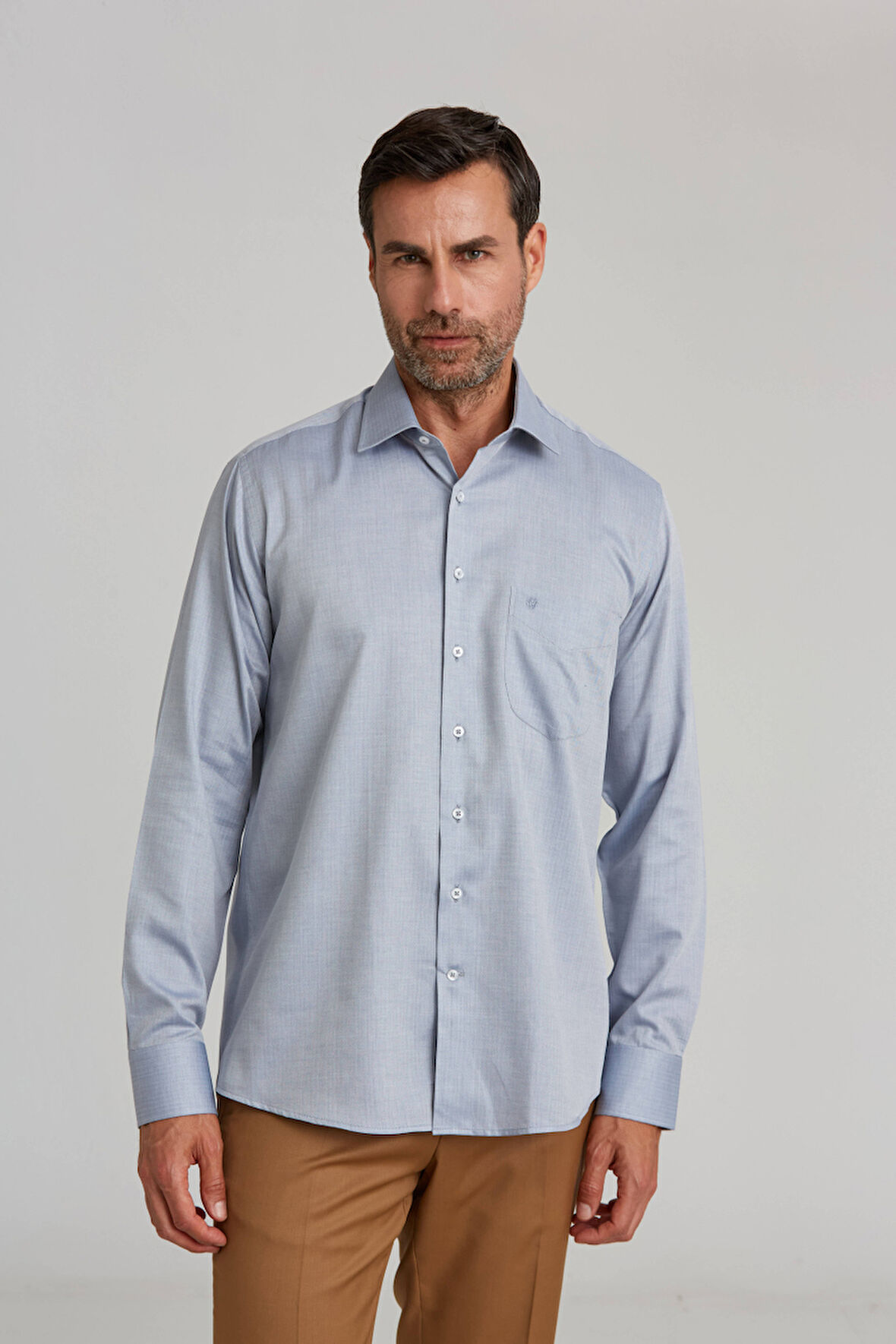 Bisse Regular Fit Gri Klasik Erkek Gömlek GM23K232047_D55