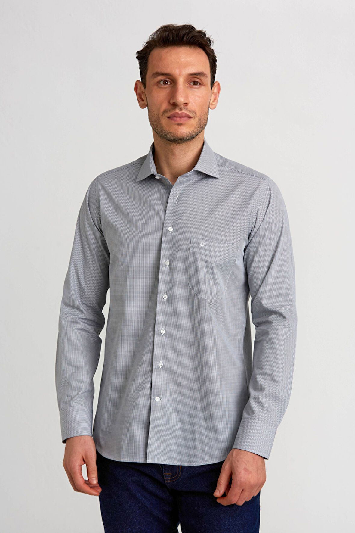 Bisse Regular Fit İtalyan Kumaş Gri Erkek Gömlek GM23K232038_D55