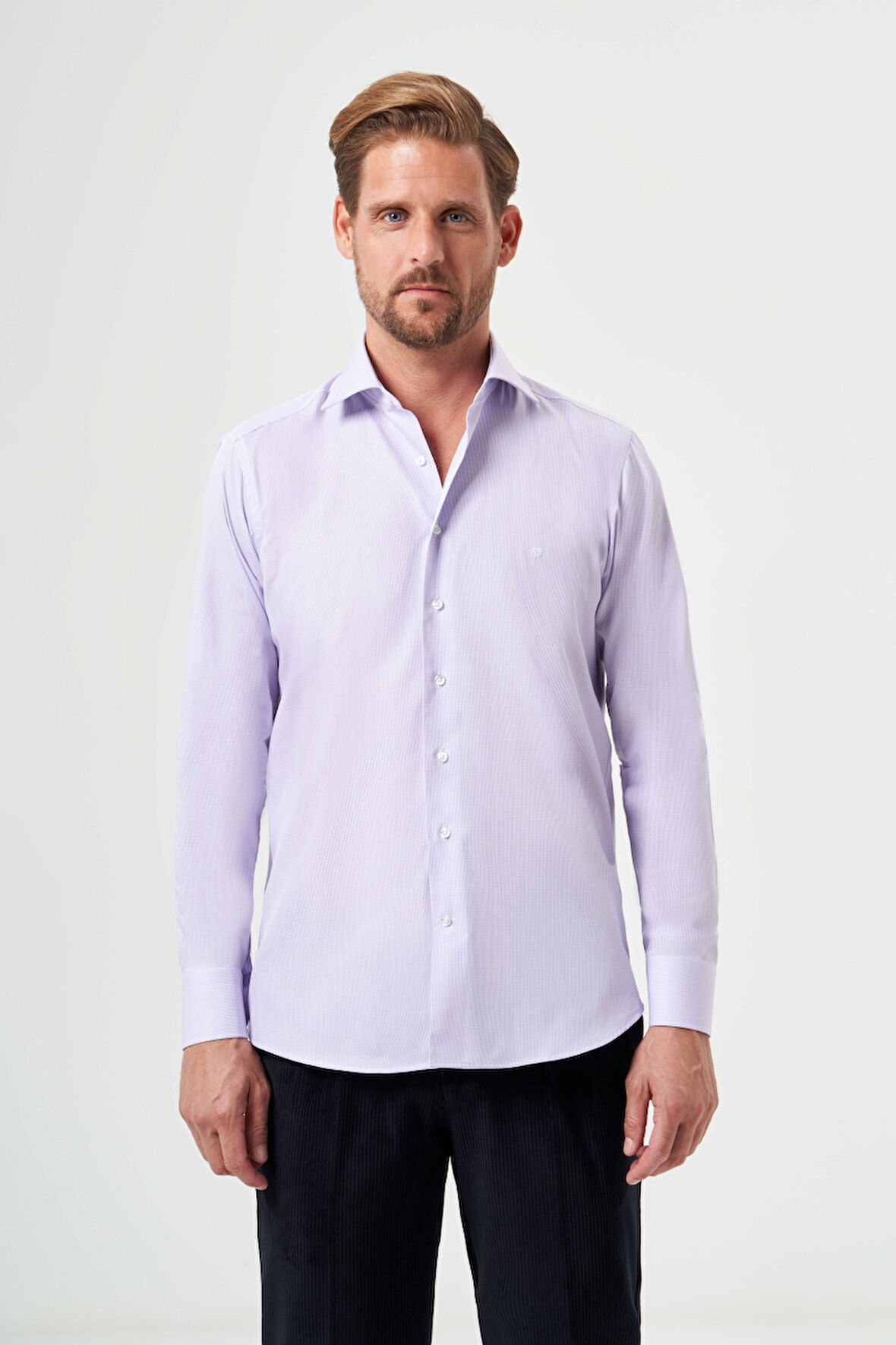 Bisse Regular Fit Lila İtalyan Yaka Klasik Erkek Gömlek GM23K232025_D44