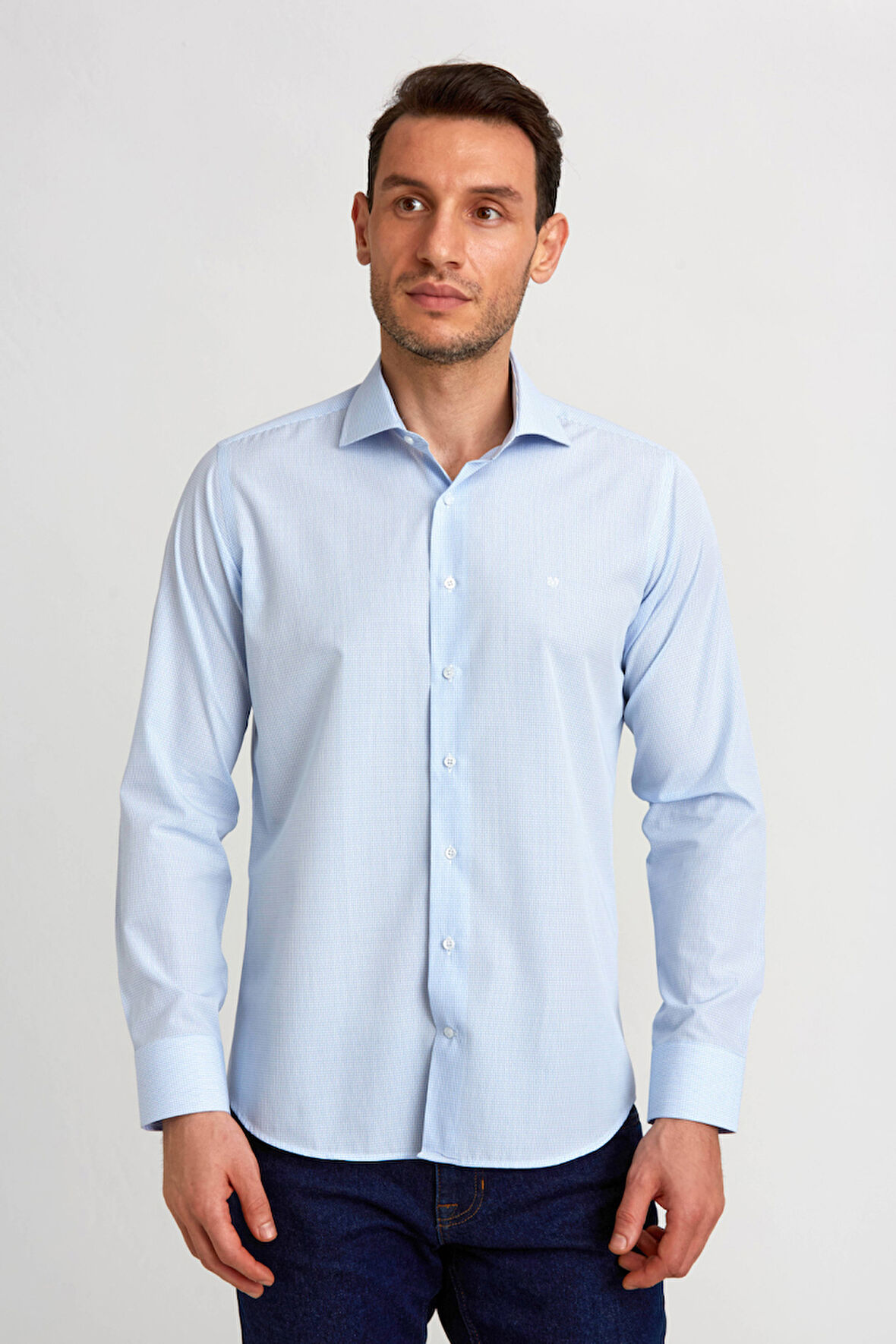 Bisse Regular Fit İtalyan Yaka Mavi Klasik Erkek Gömlek GM23K232070_D35