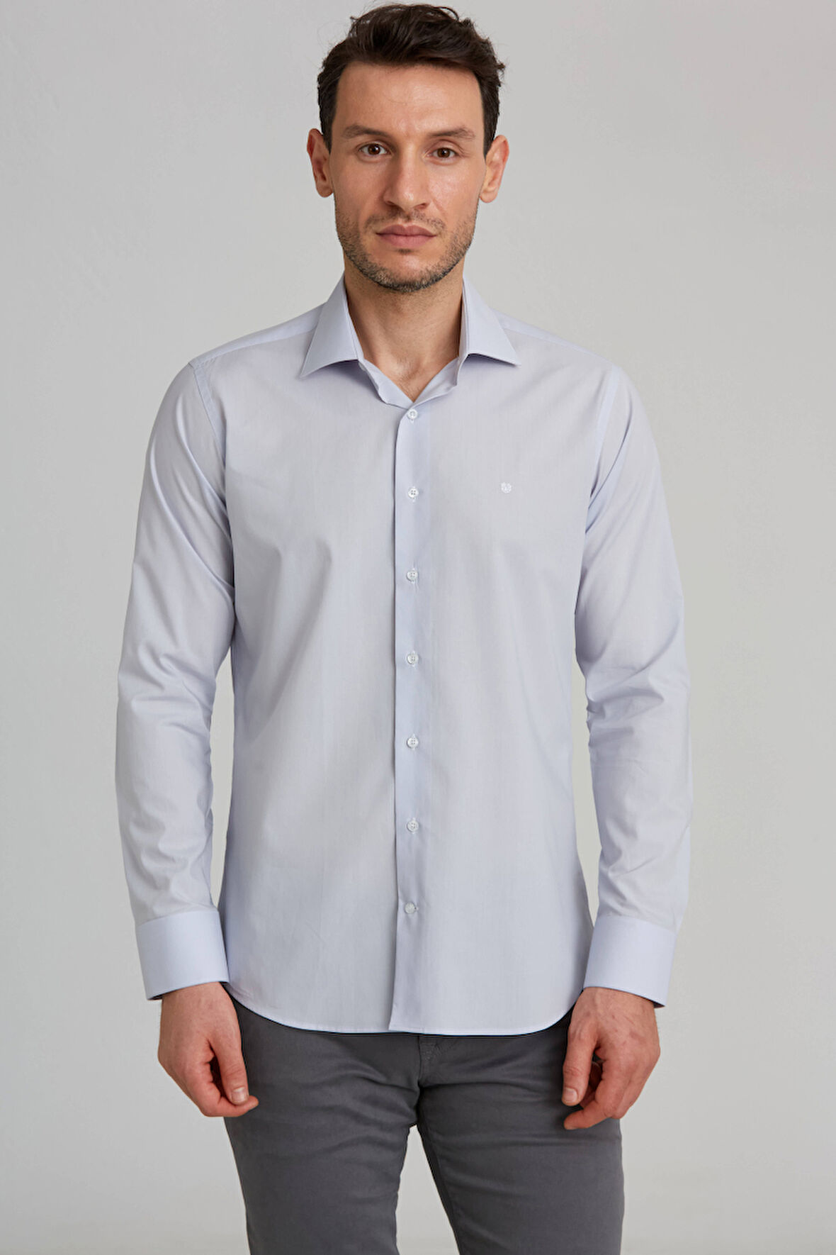 Bisse Regular Fit Gri Klasik Erkek Gömlek GM23K232074_D55