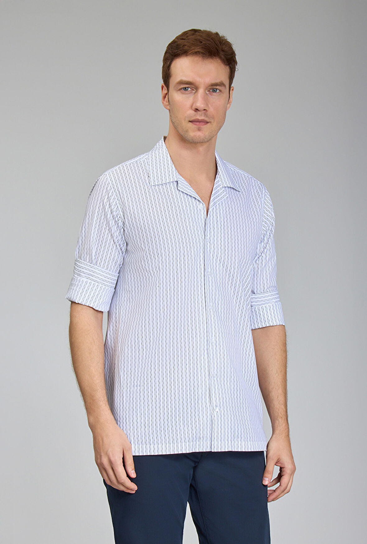 Bisse Regular Fit Apaj Yaka Beyaz Spor Erkek Gömlek GMCZG1722300204_D01