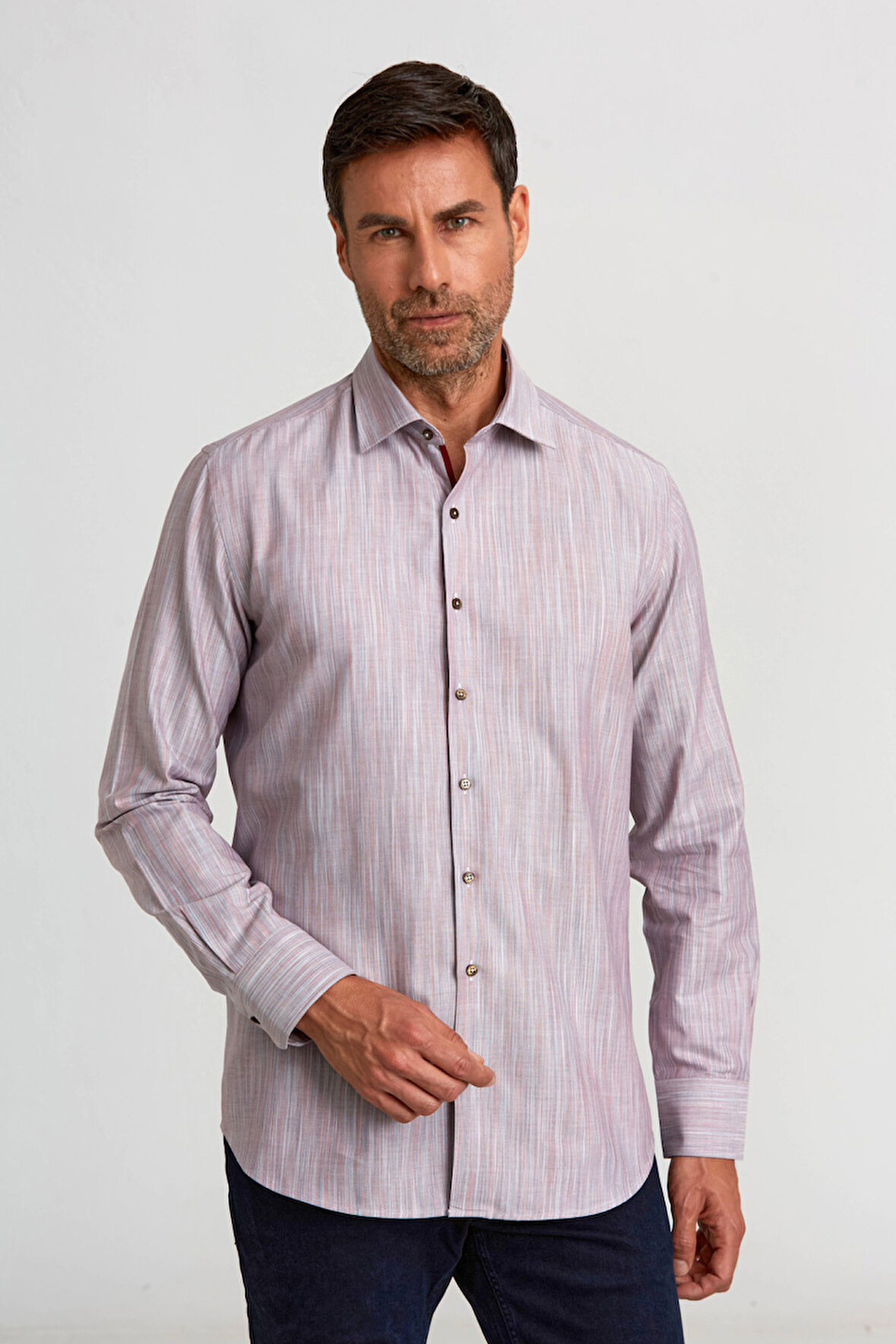 Bisse Modern Fit Dik Yaka Kiremit Erkek Gömlek GMDGR0122300211_D26