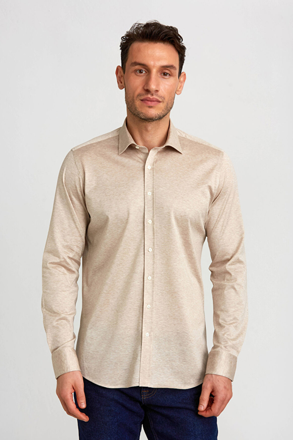 Bisse Platinium Regular Fit Bej Erkek Gömlek PLTG024_D07