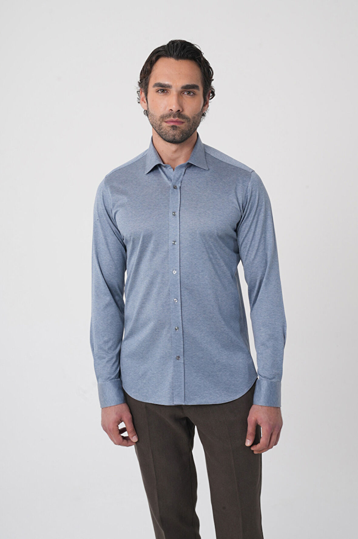 Bisse Platinium Pamuk Regular Fit Gri Erkek Gömlek PLTG025_D55